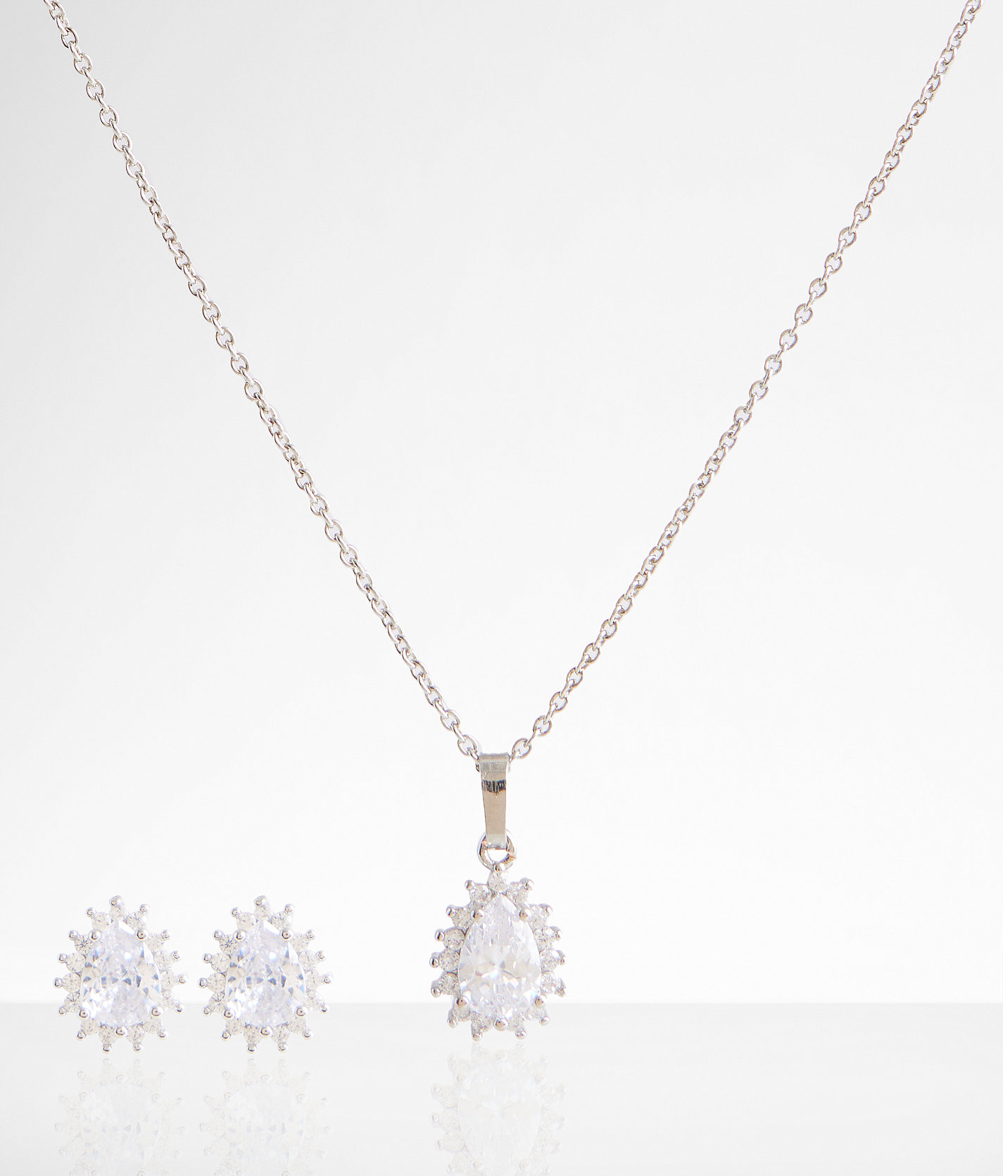 boutique by BKE Glitz Earring & Necklace Set - Women's Jewelry in Silver