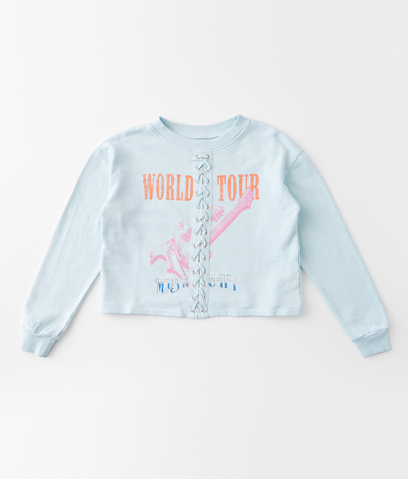 Girls - Modish Rebel World Tour Cropped Pullover - Girl's Sweatshirts in Mint Blue