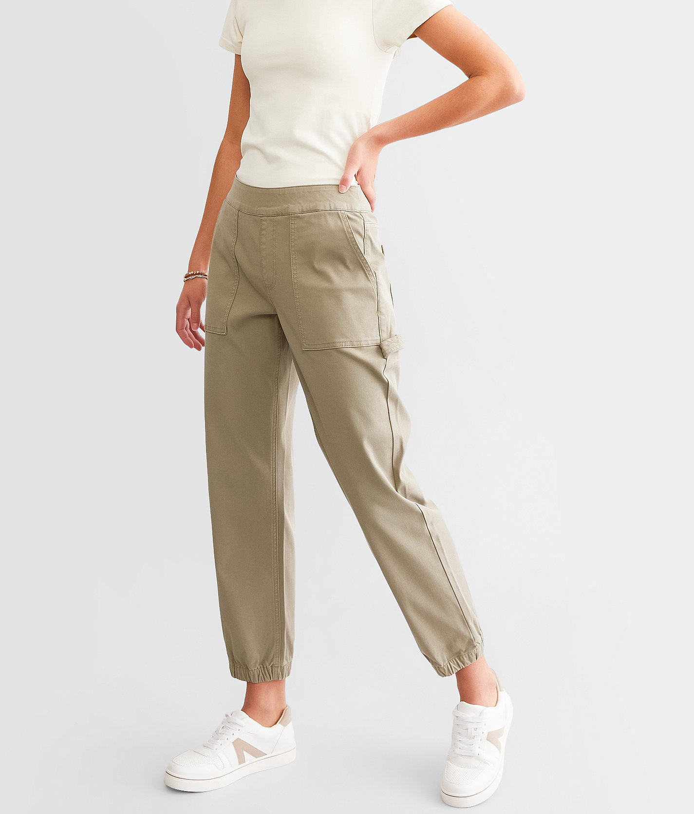 Buckle Black Shaping & Smoothing Carpenter Jogger - Women's Sweatpants in Pale Olive