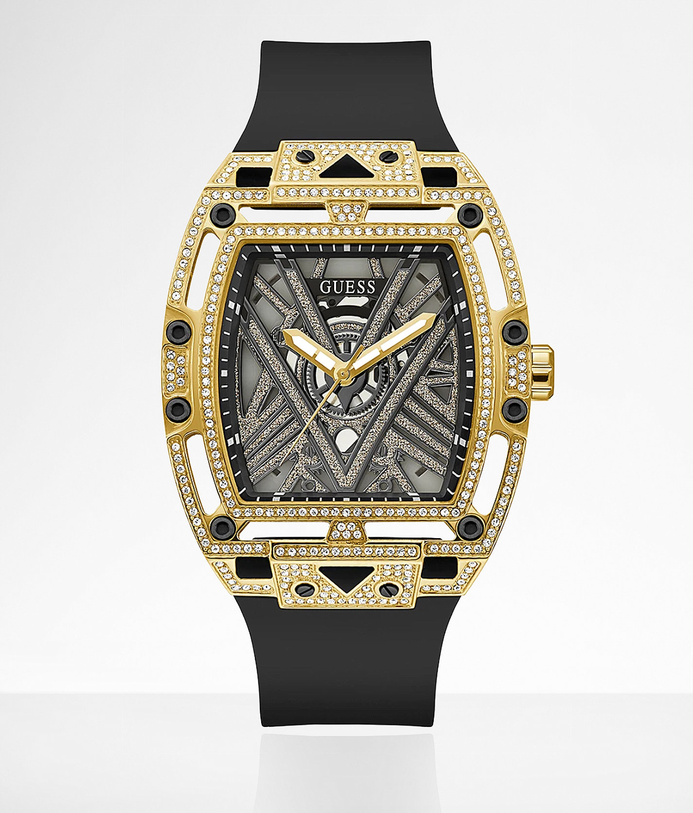 Guess Rhinestone Watch - Men's Watches in Black