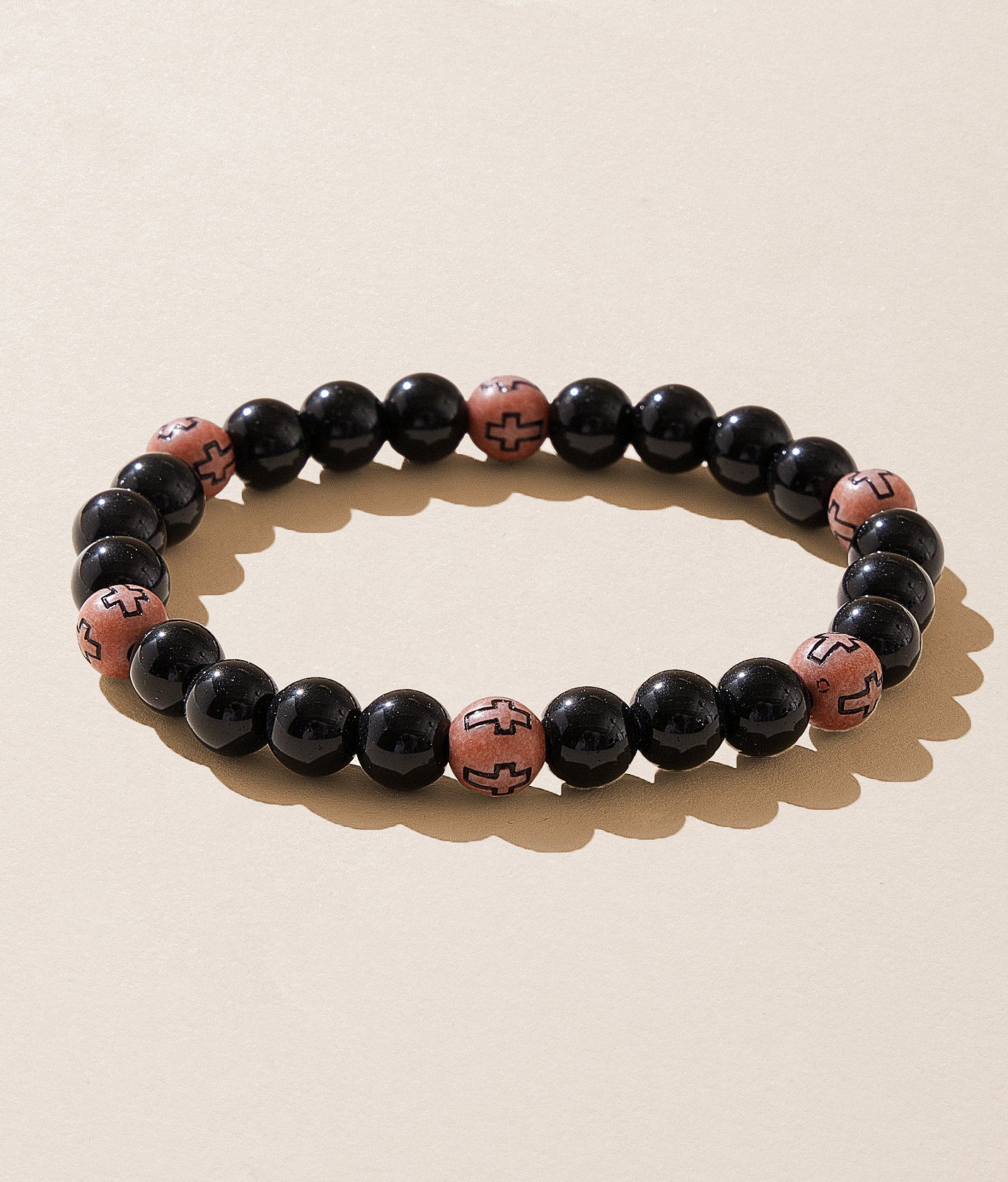 BKE Engraved Cross Bracelet - Men's Jewelry in Brown