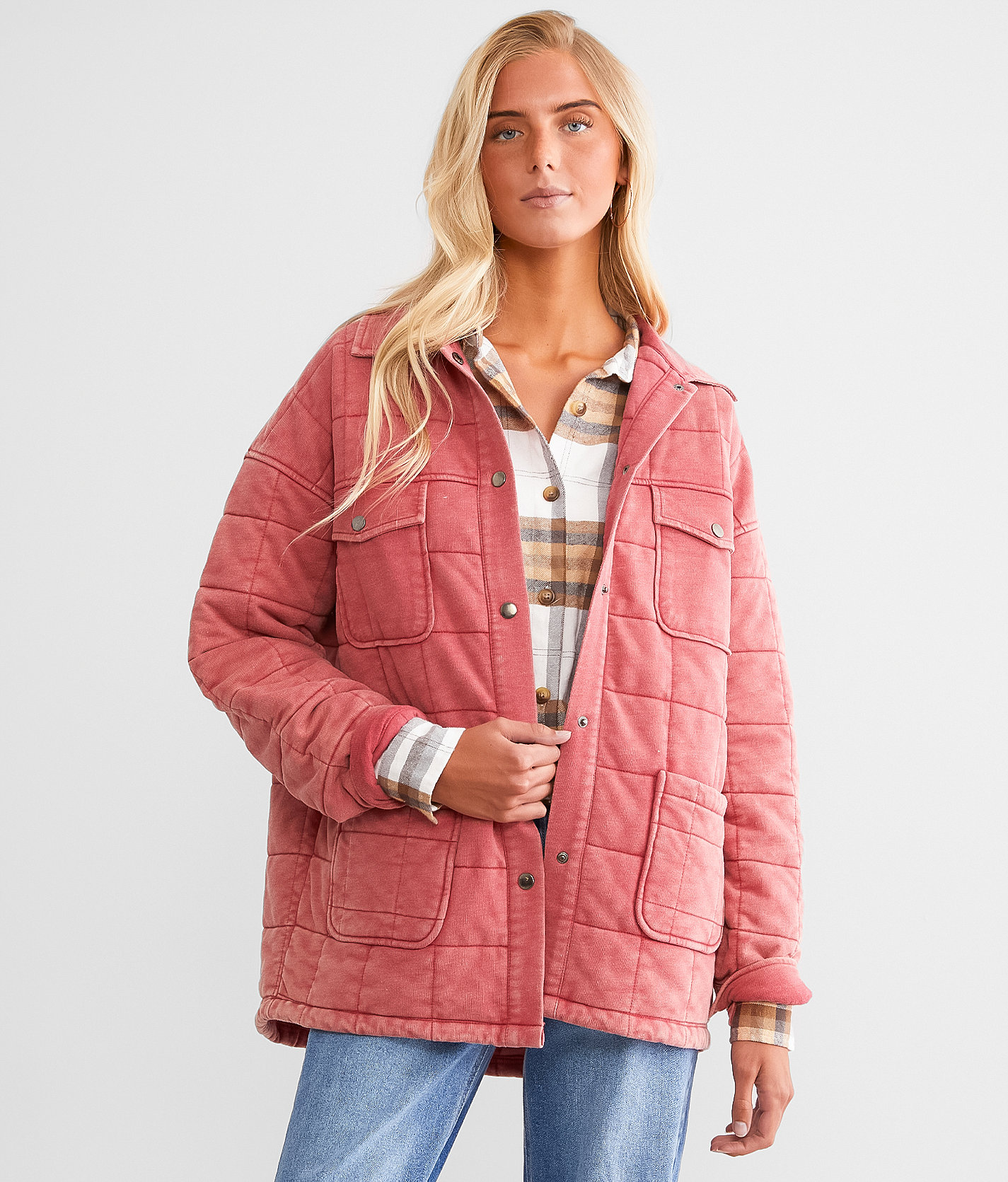 BKE Washed Shacket - Women's Coats & Jackets in Washed Red