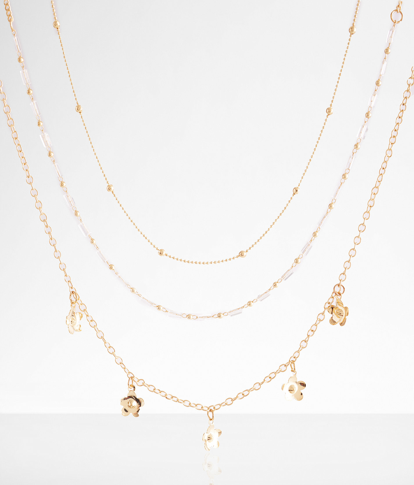 boutique by BKE 3 Pack Flower Necklace Set - Women's Jewelry in Gold