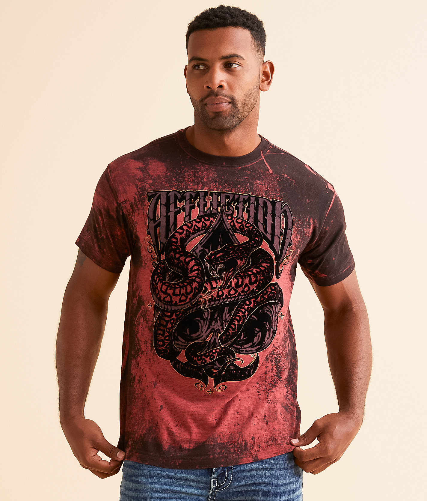 Affliction Treacherous T-Shirt - Men's T-Shirts in Red Ochre