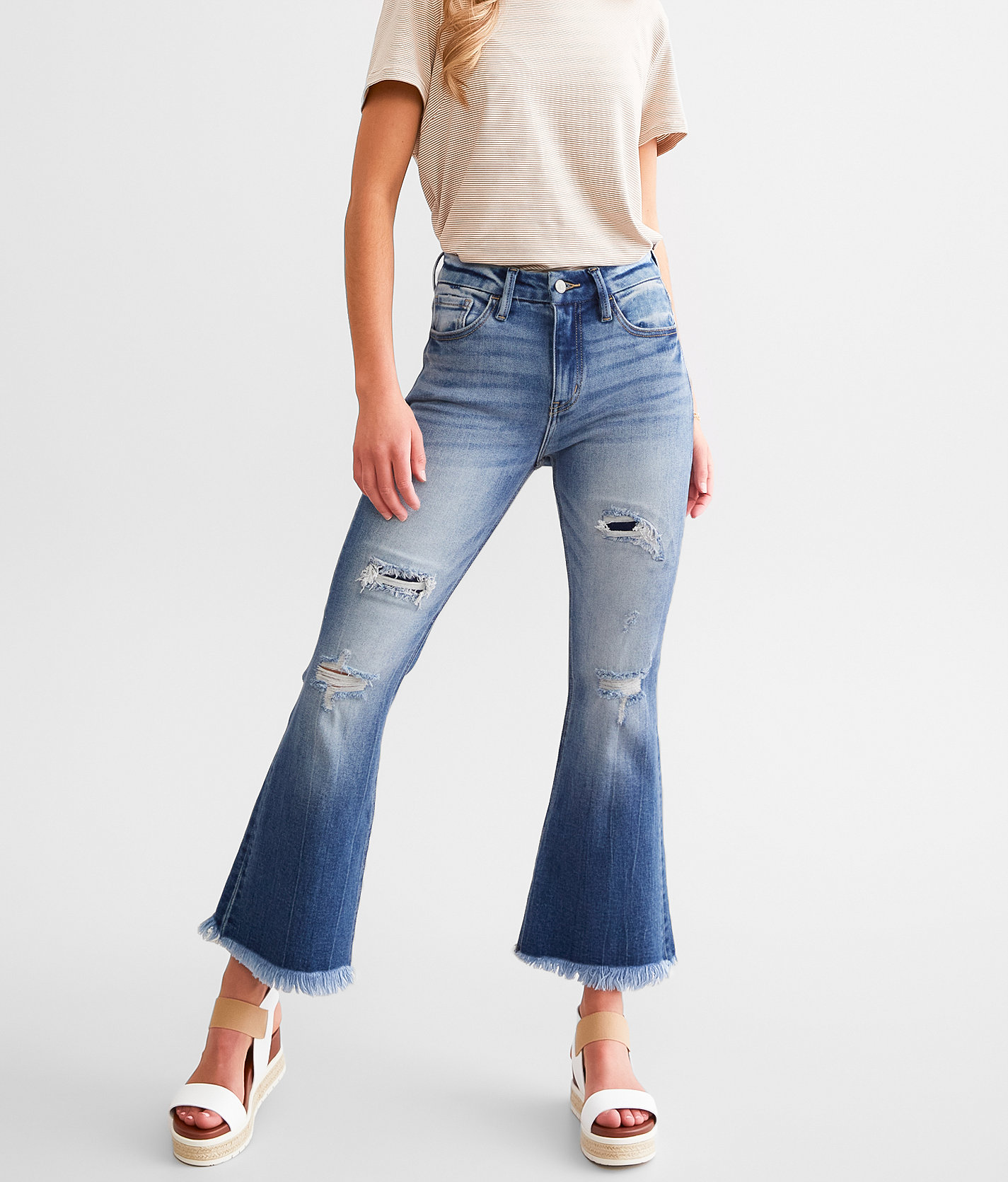 KanCan Signature High Rise Cropped Flare Stretch Jean - Women's Jeans in Lisa