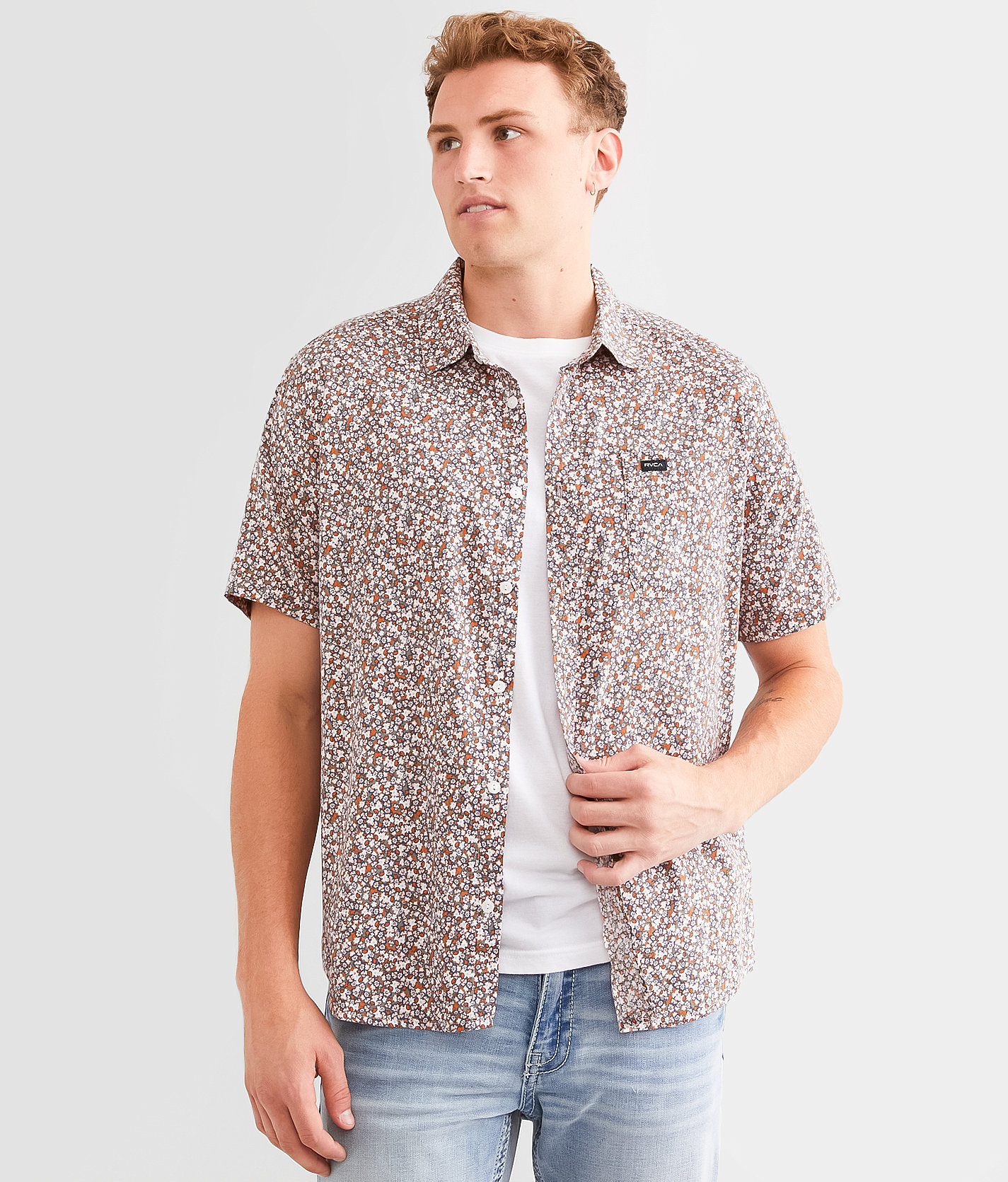 RVCA Micro Garden Shirt - Men's Shirts in Pale Mauve
