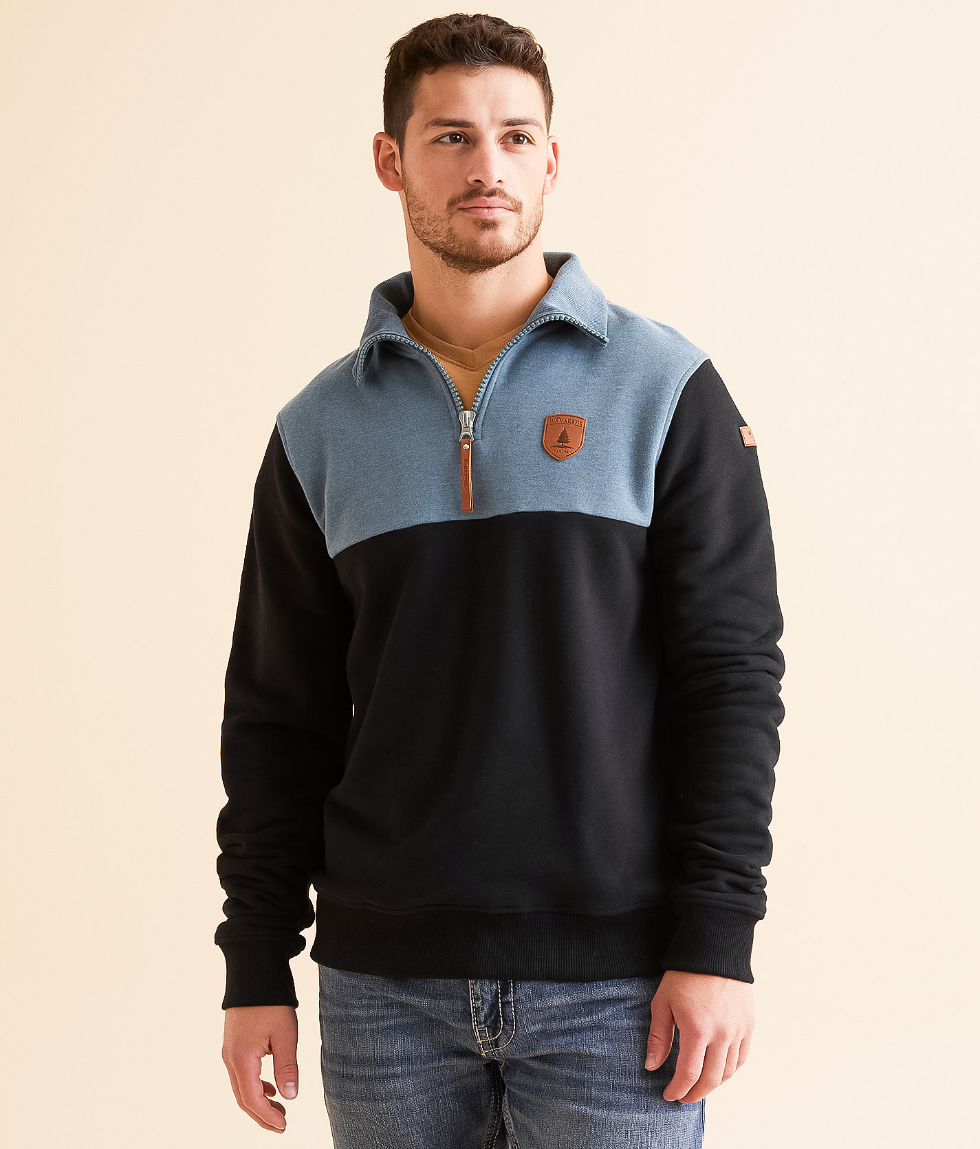 Wanakome Vincet Color Block Pullover - Men's Sweatshirts in Horizon Black
