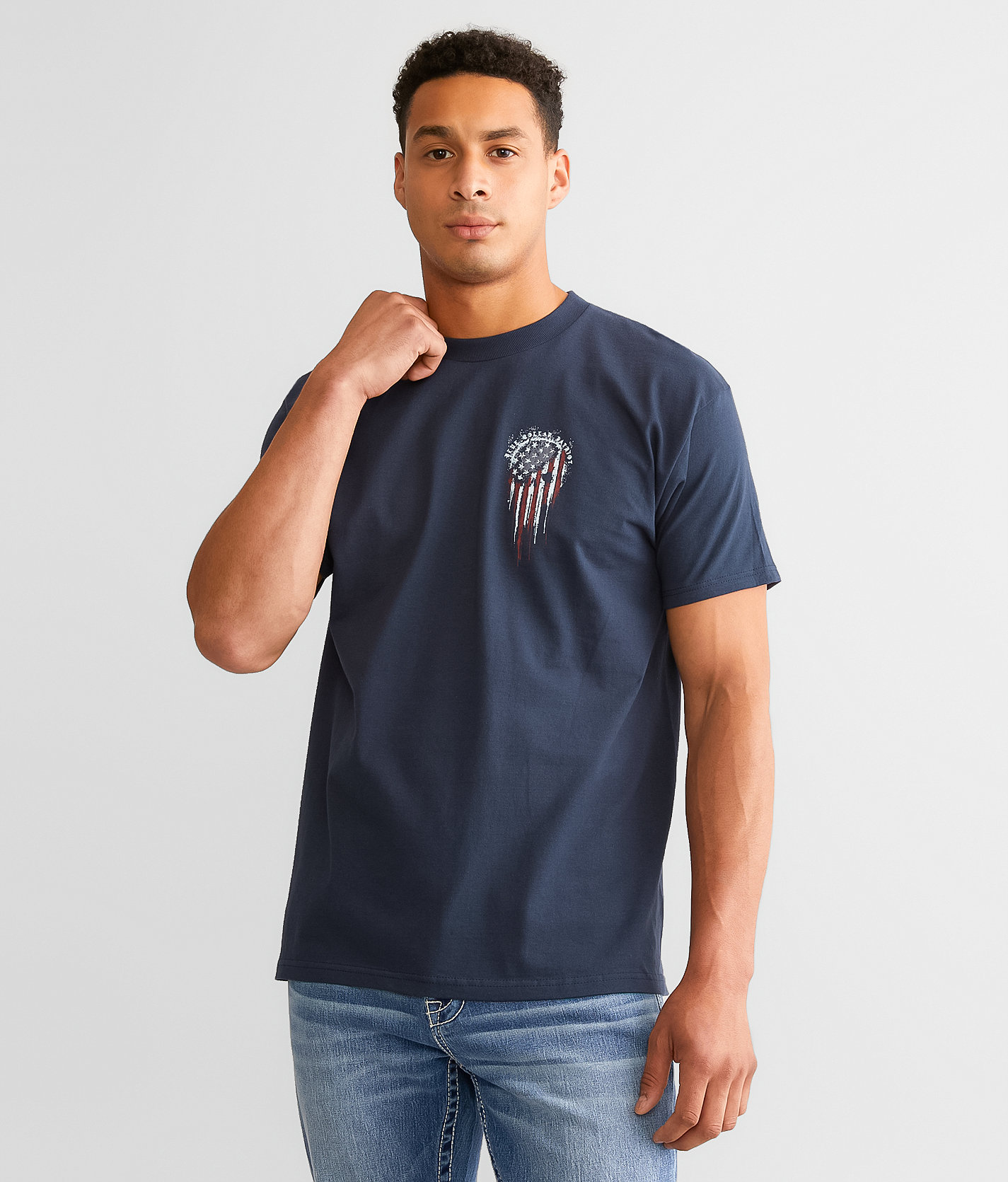 Howitzer Blue Collar Skull T-Shirt - Men's T-Shirts in Navy