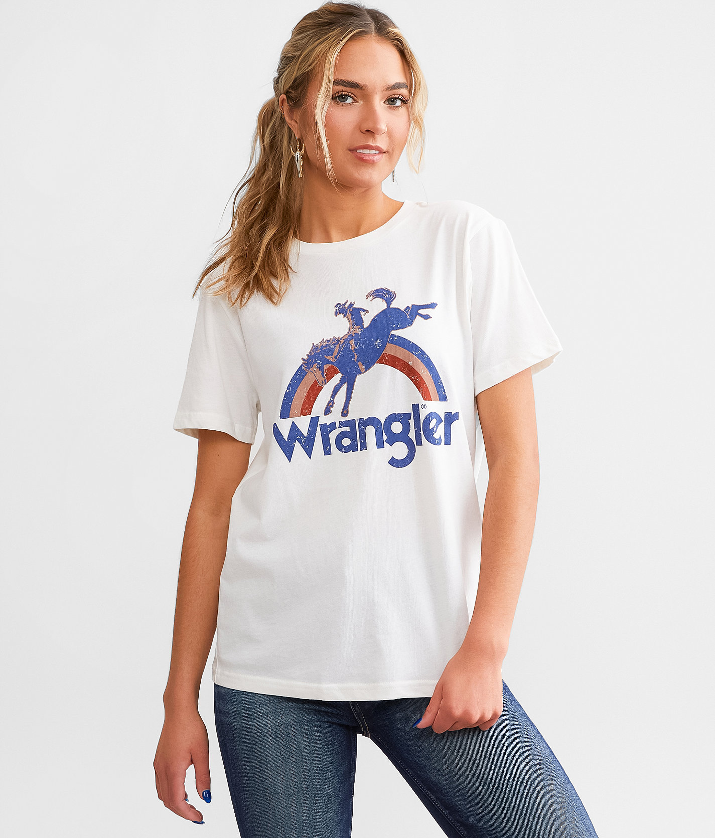 Wrangler® Retro Cowboy Rainbow T-Shirt - Women's T-Shirts in Marshmallow Heather