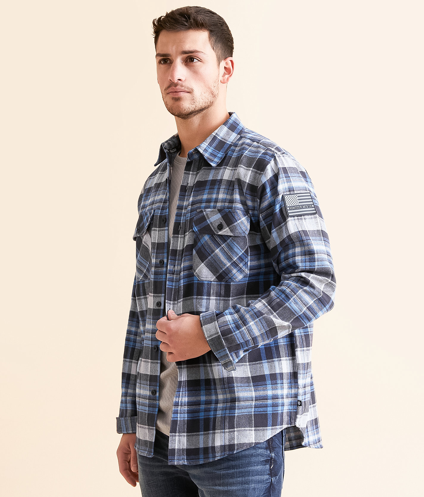 Howitzer Conquest Flannel Shirt - Men's Shirts in Grey Blue