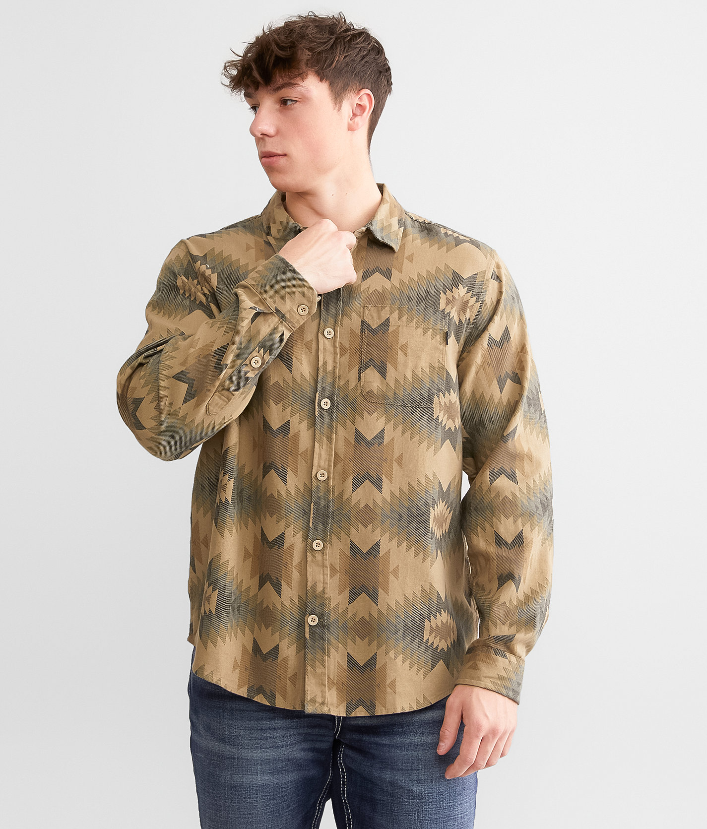 Hurley Portland Organic Flannel Shirt - Men's Shirts in Khaki