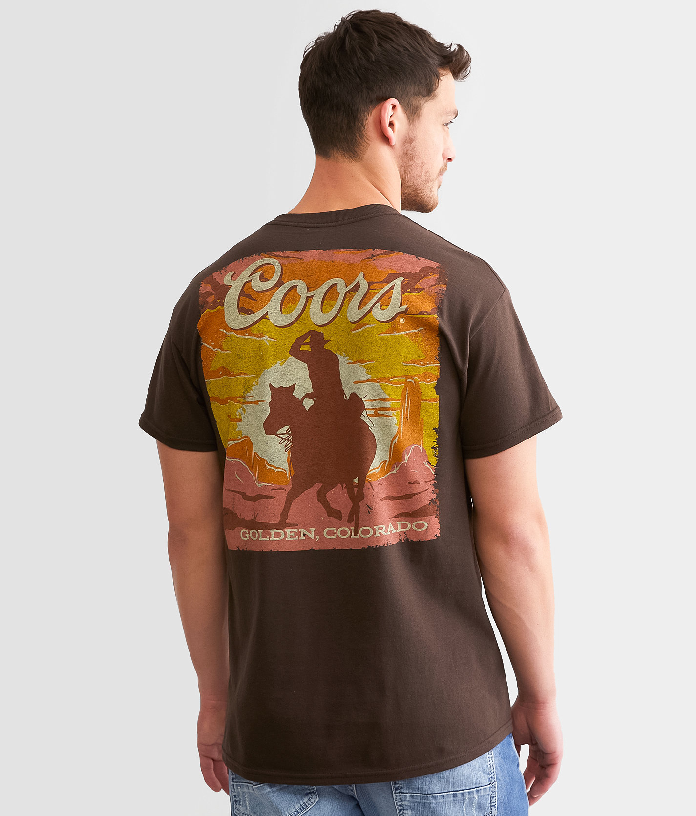 Brew City Coors® Banquet Cowboy Rider T-Shirt - Men's T-Shirts in Dark Chocolate