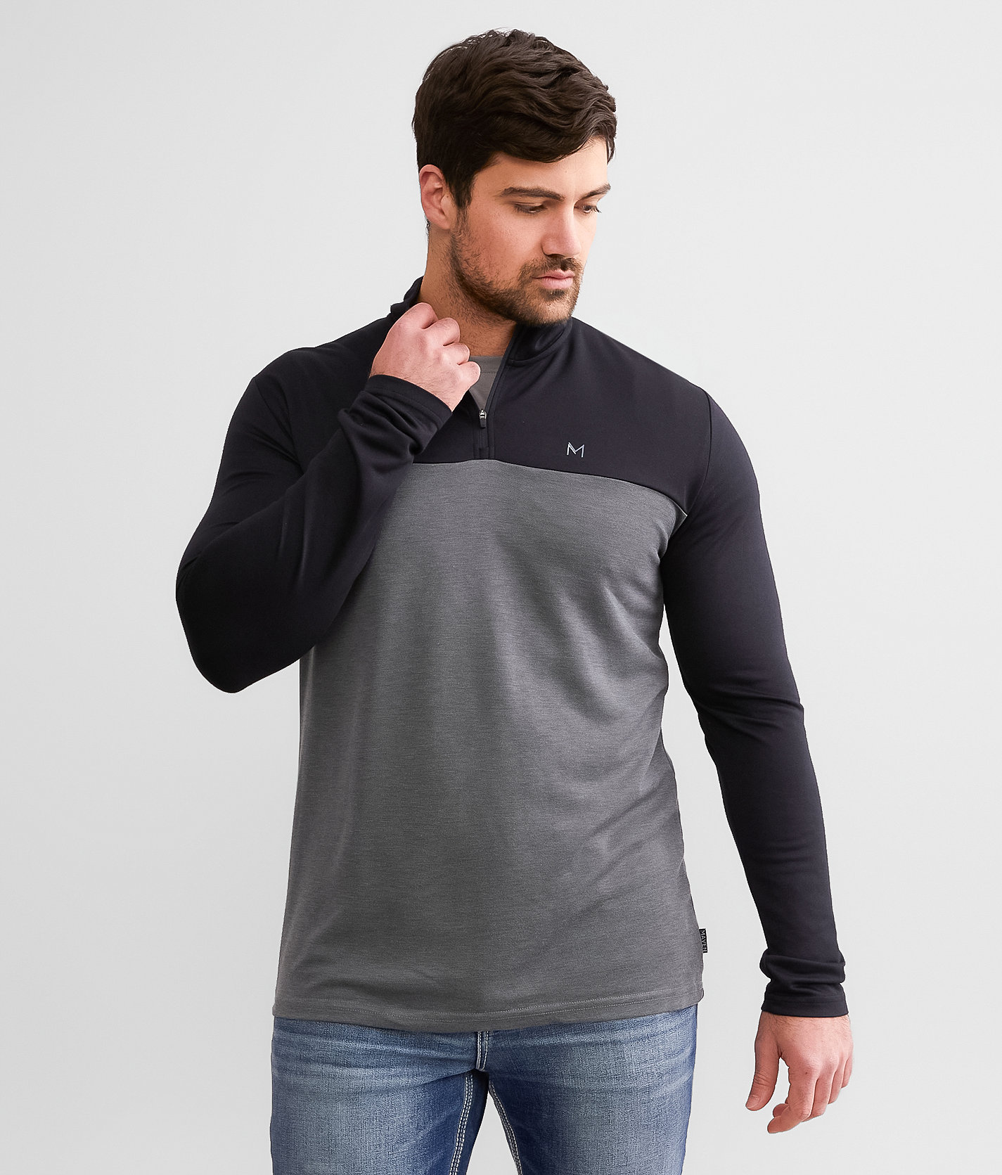 Maven Co-op Color Block Performance Pullover - Men's Sweatshirts in Black Grey