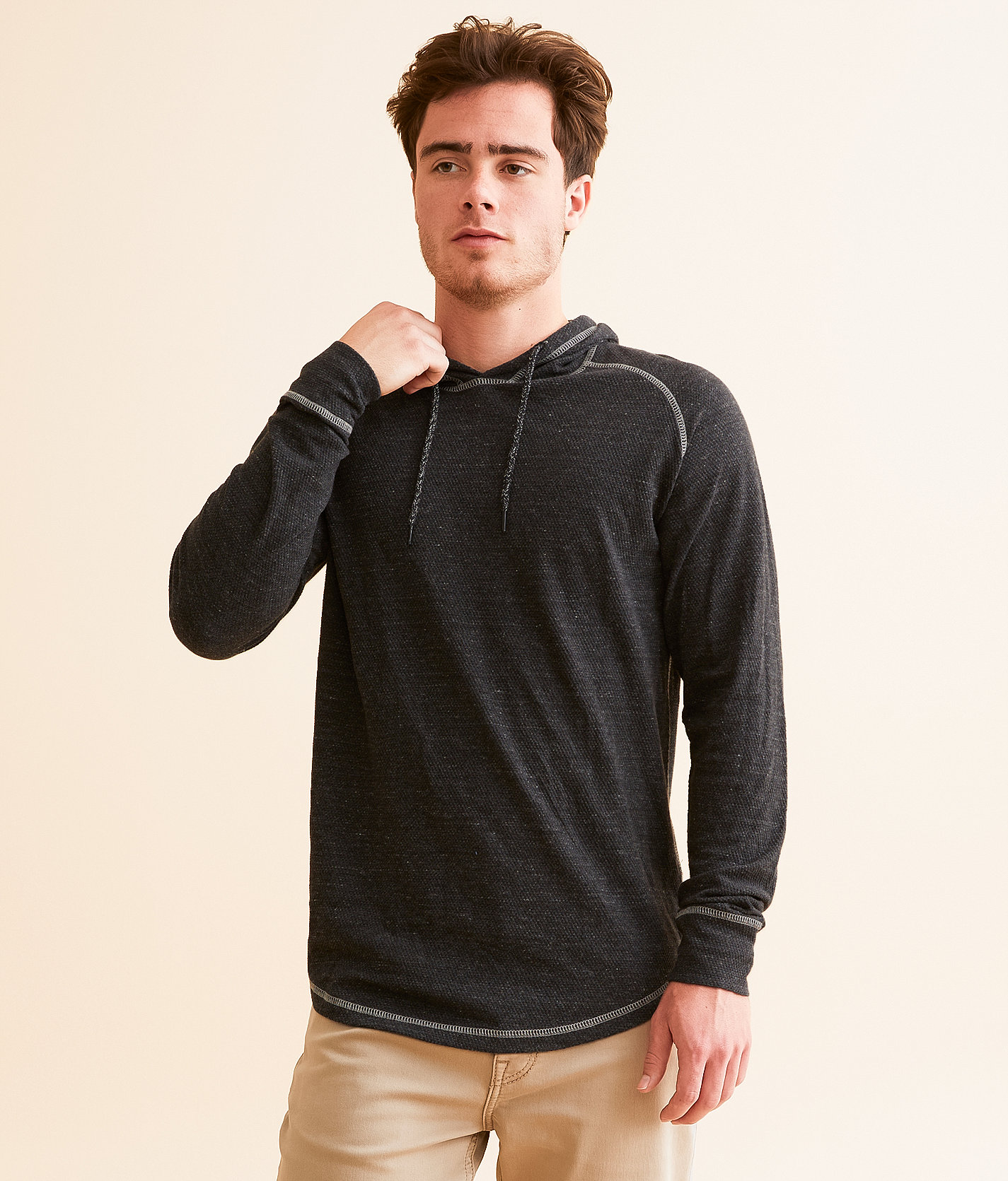 BKE Textured Knit Hoodie - Men's Sweatshirts in Black