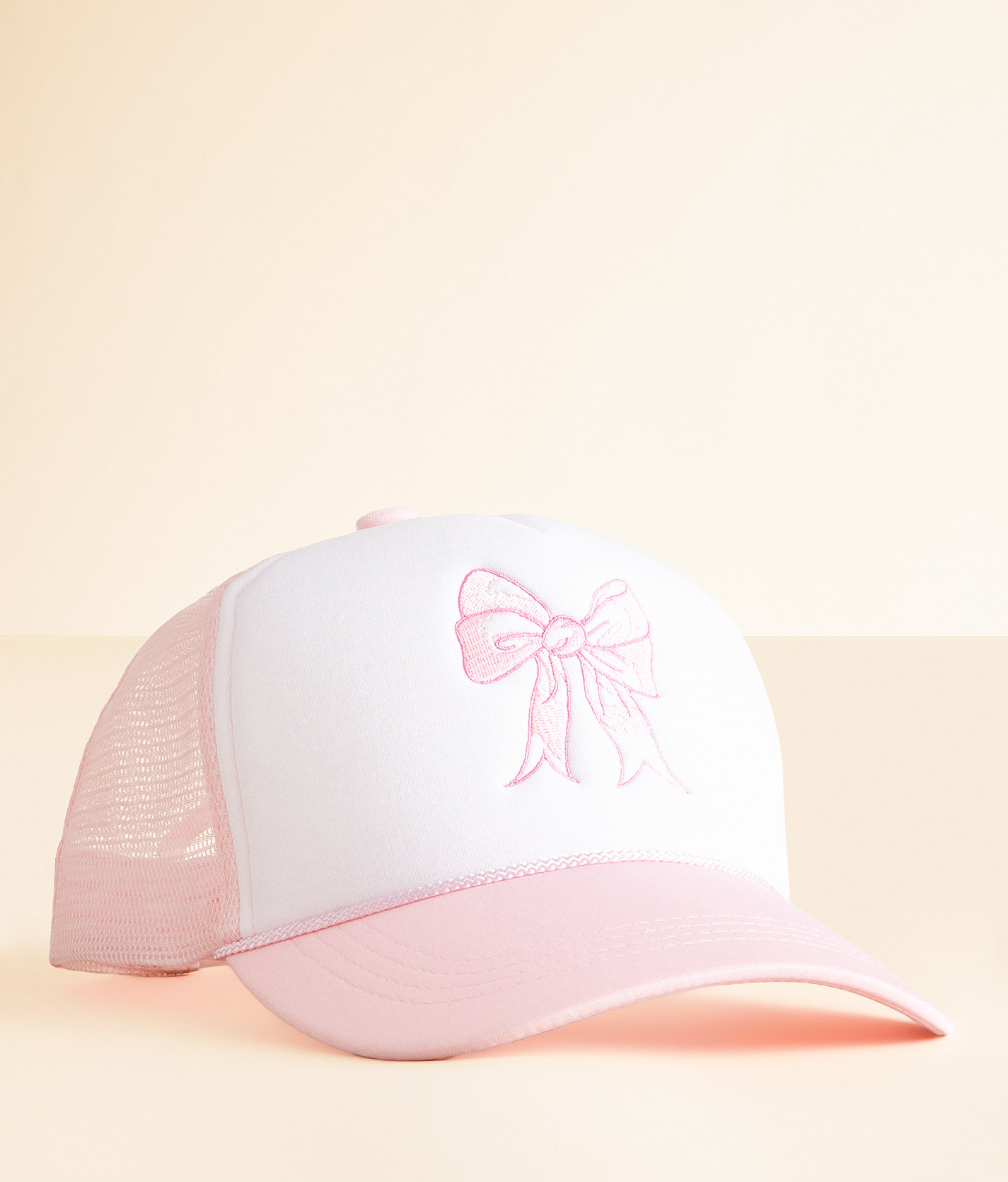 David & Young Bow Trucker Hat - Women's Hats in Pink White