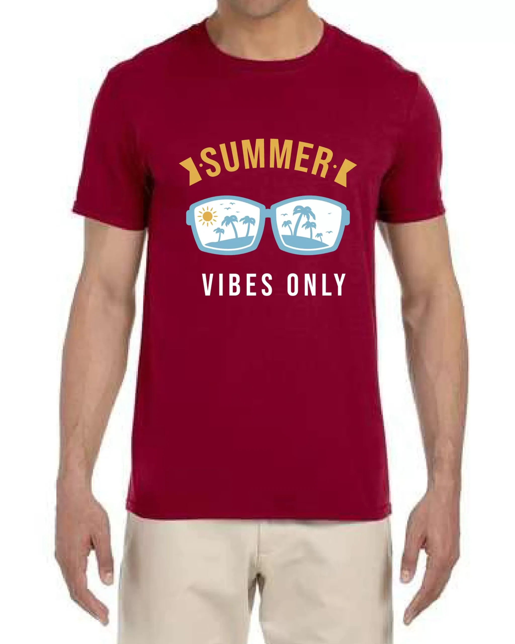 USTRADEENT Palm Tree Beach Summer Vibes Only Graphic T-Shirt For Men