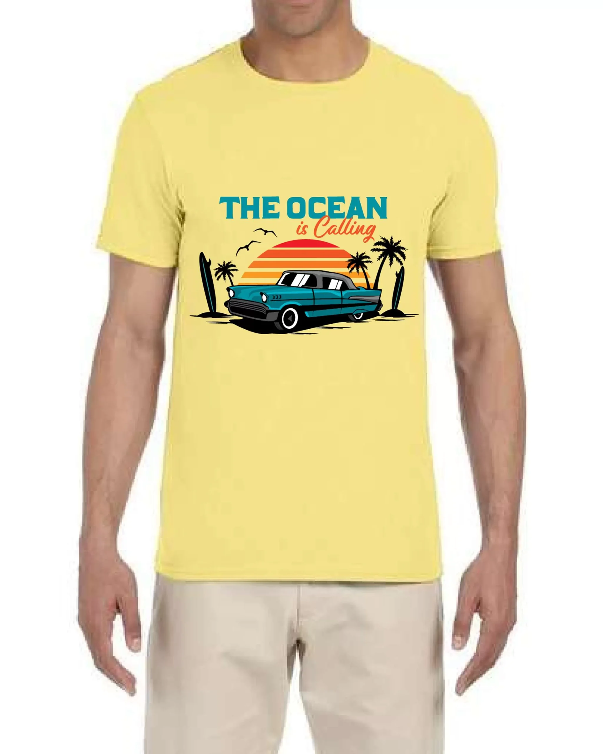 USTRADEENT Hawaiin Calling The Ocean Summer Graphic T shirt For Men