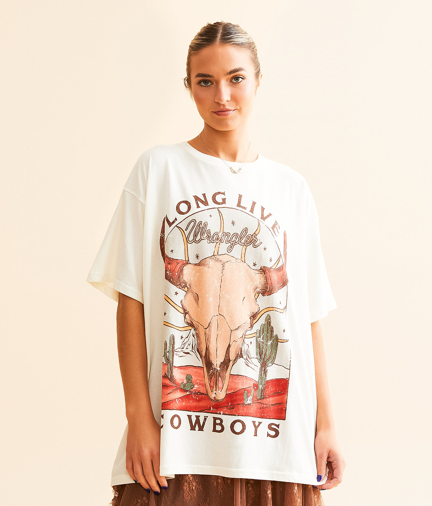 Wrangler® Desert Skull Oversized T-Shirt - Women's T-Shirts in Marshmallow
