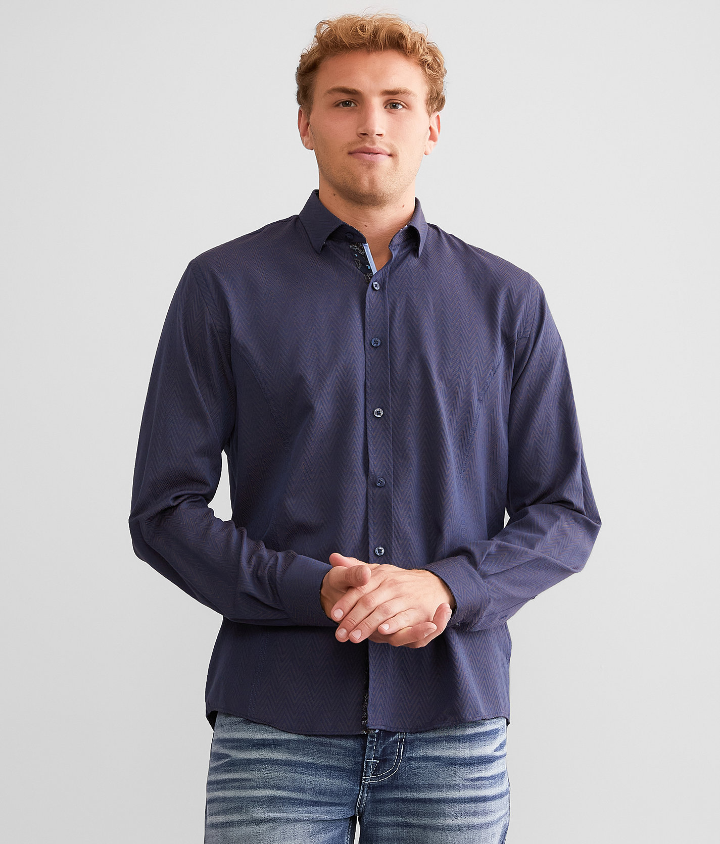 Eight X Chevron Shirt - Men's Shirts in Navy