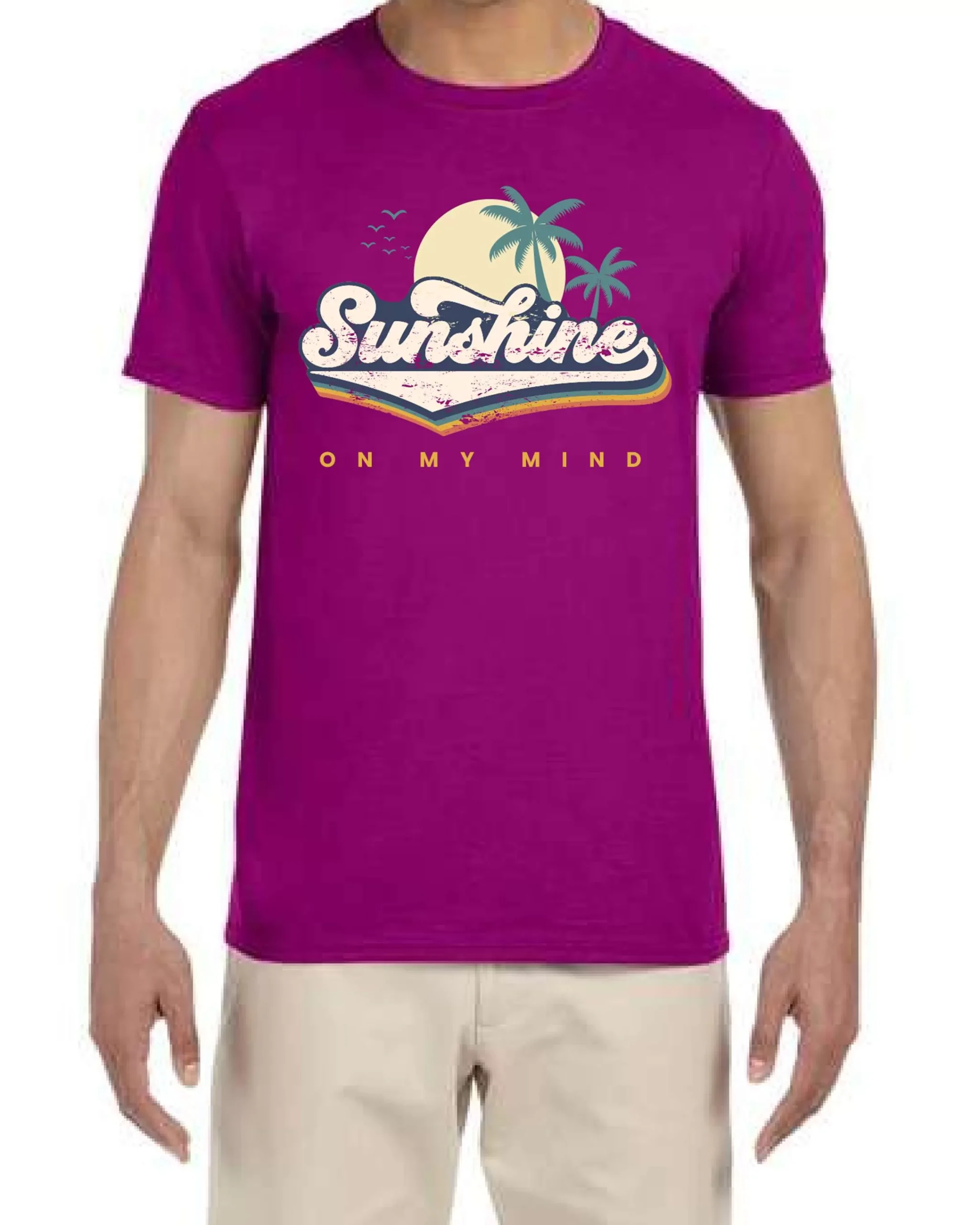 Ustradeent Sun Shine Oh My Mind Palm Trees Graphic Tshirt For Men