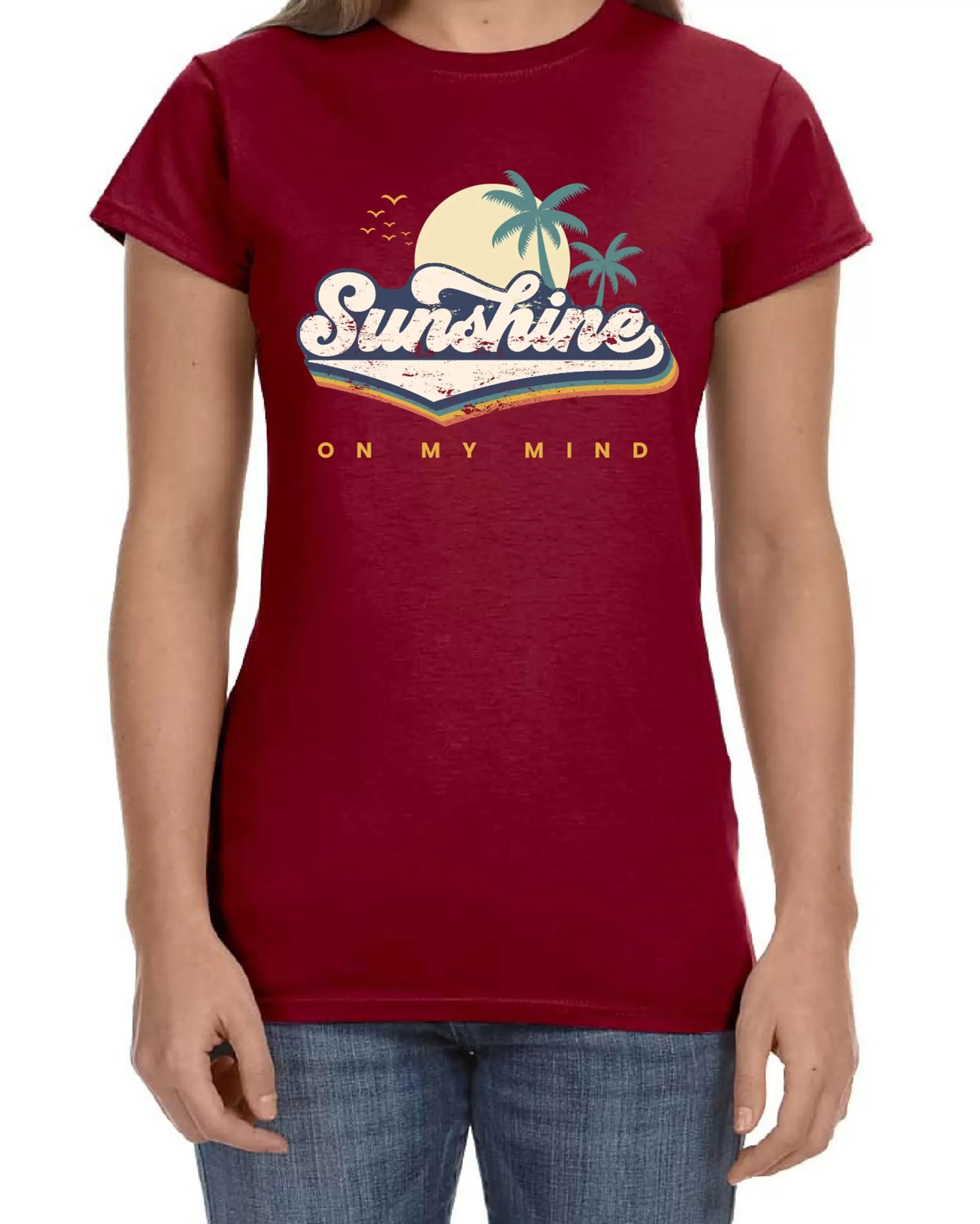 Ustradeent Sun Shine Oh My Mind Palm Trees Graphic Tshirt For Women