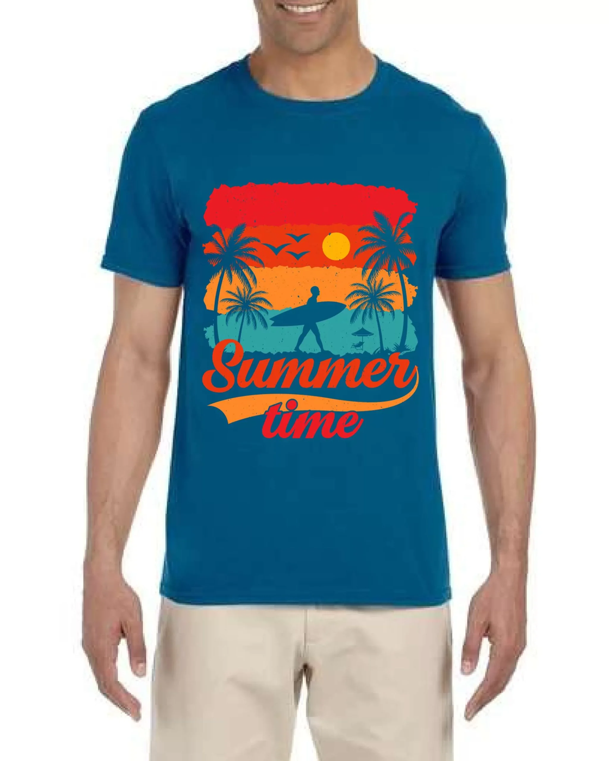 Ustradeent The Sunset On Beach With Surf Board Graphic T Shirt For Men