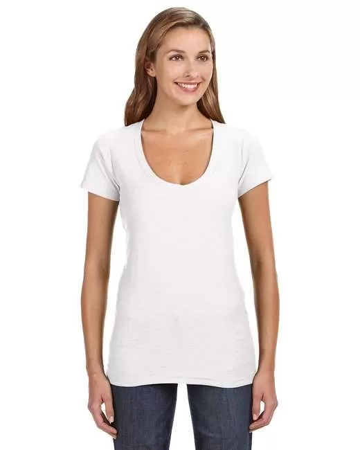 J America JA8169 Ladies' V-Neck Slub T-Shirt
