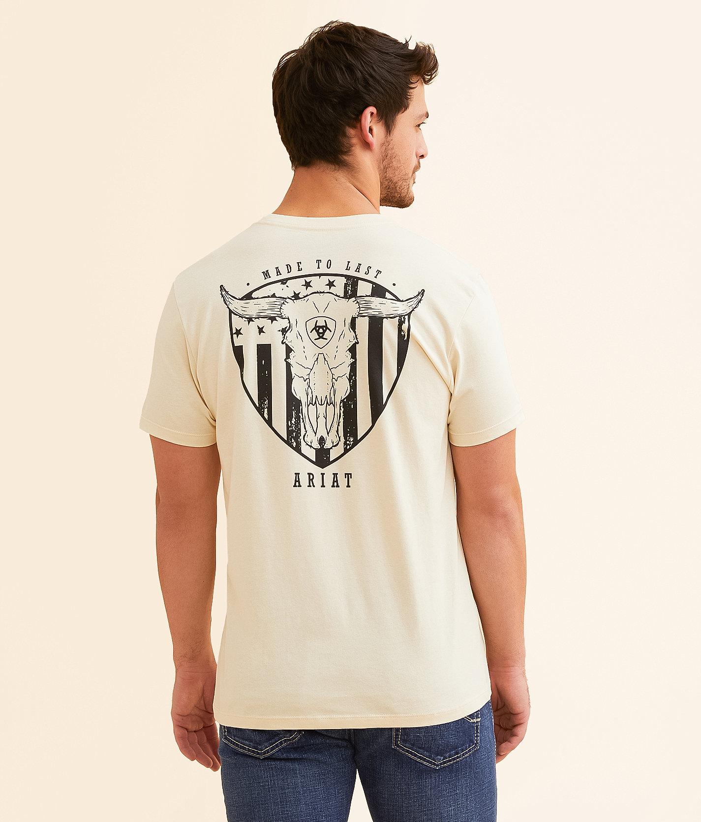 Ariat Stacked Skull America T-Shirt - Men's T-Shirts in Wood Ash