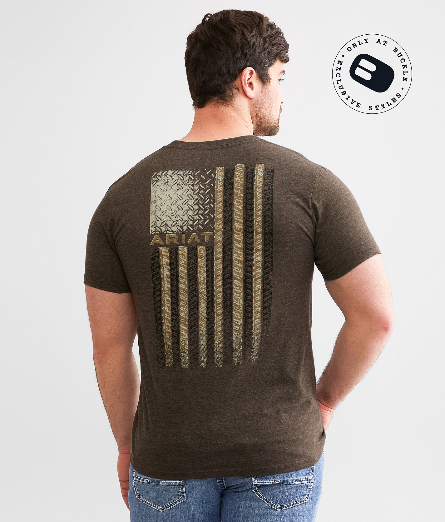 Ariat Steel Bar Flag T-Shirt - Men's T-Shirts in Brown Heather