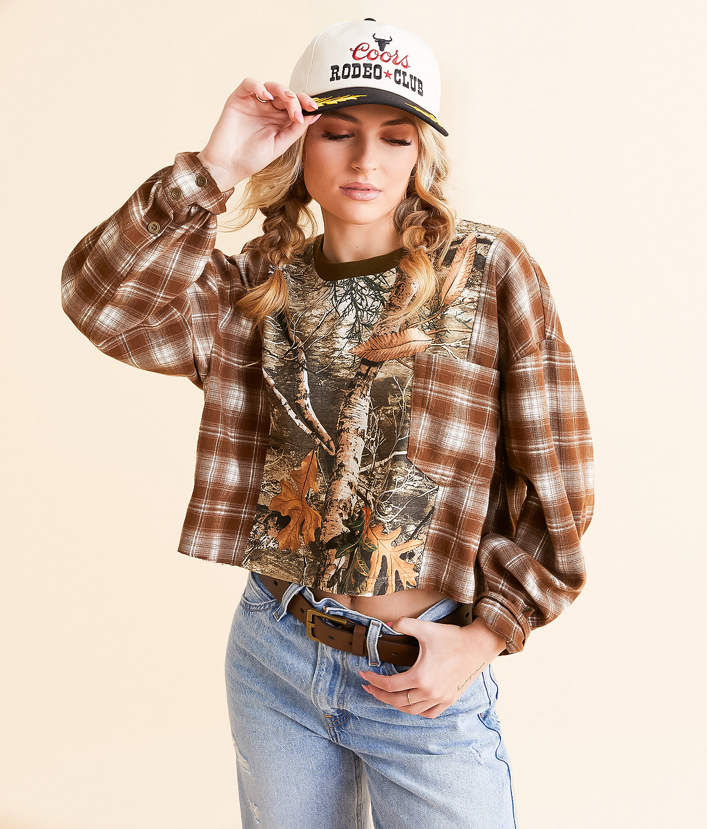 Gilded Intent Camo Plaid Top - Women's Shirts & Blouses in Camoflauge