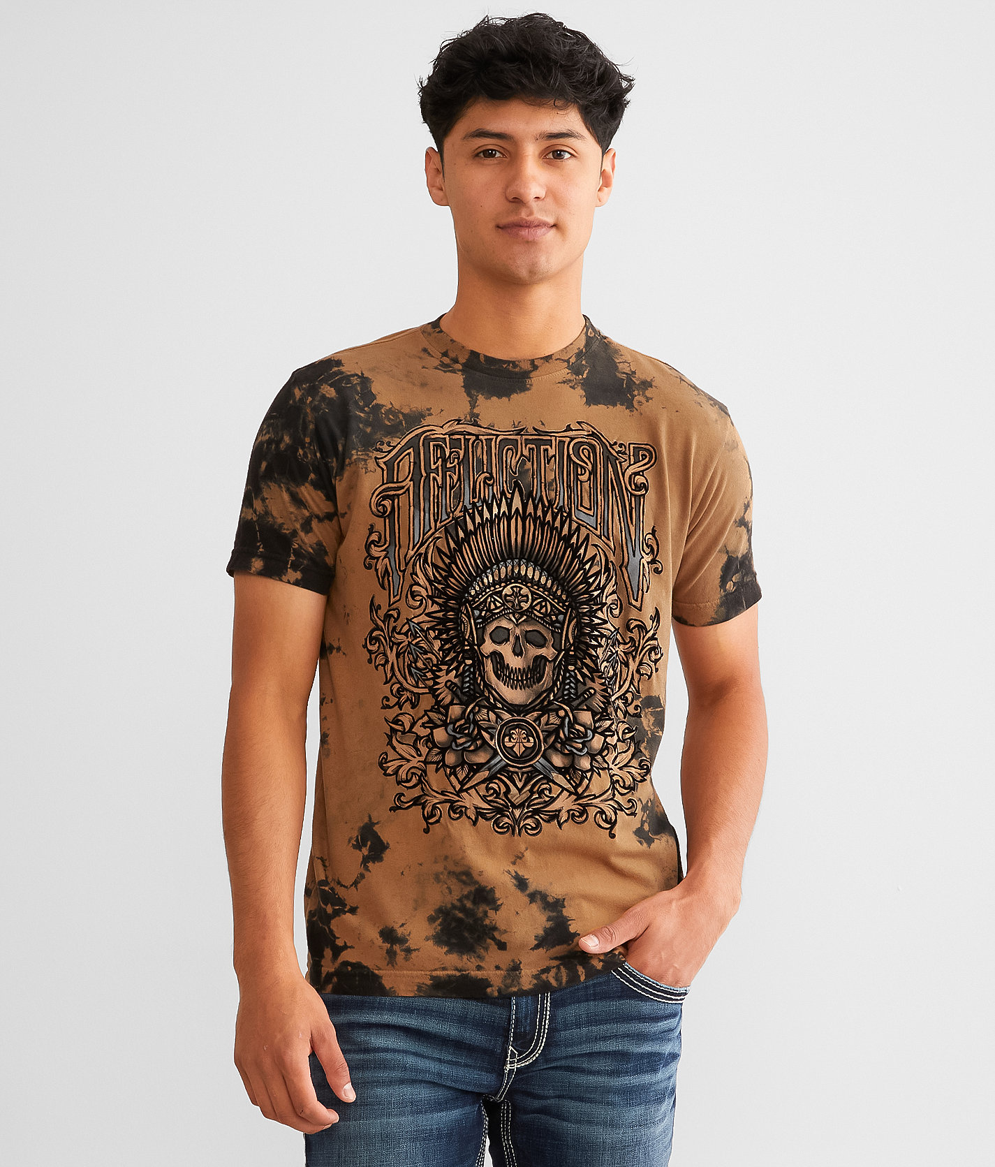 Affliction Vapor Coil T-Shirt - Men's T-Shirts in Chipmunk Blk Cryst Wash