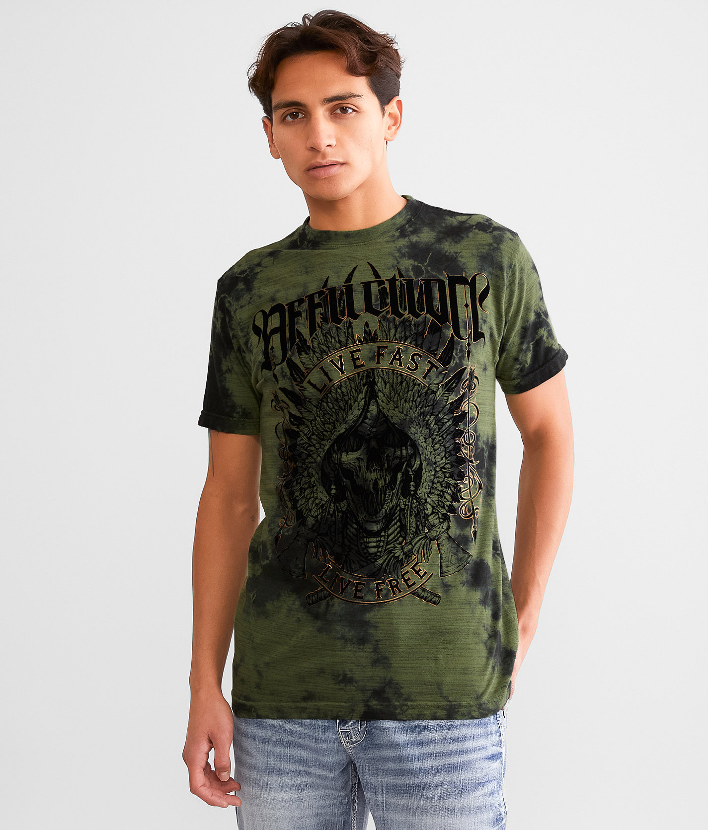 Affliction Elderwind T-Shirt - Men's T-Shirts in MGrn DK MGrn Crystal Wash