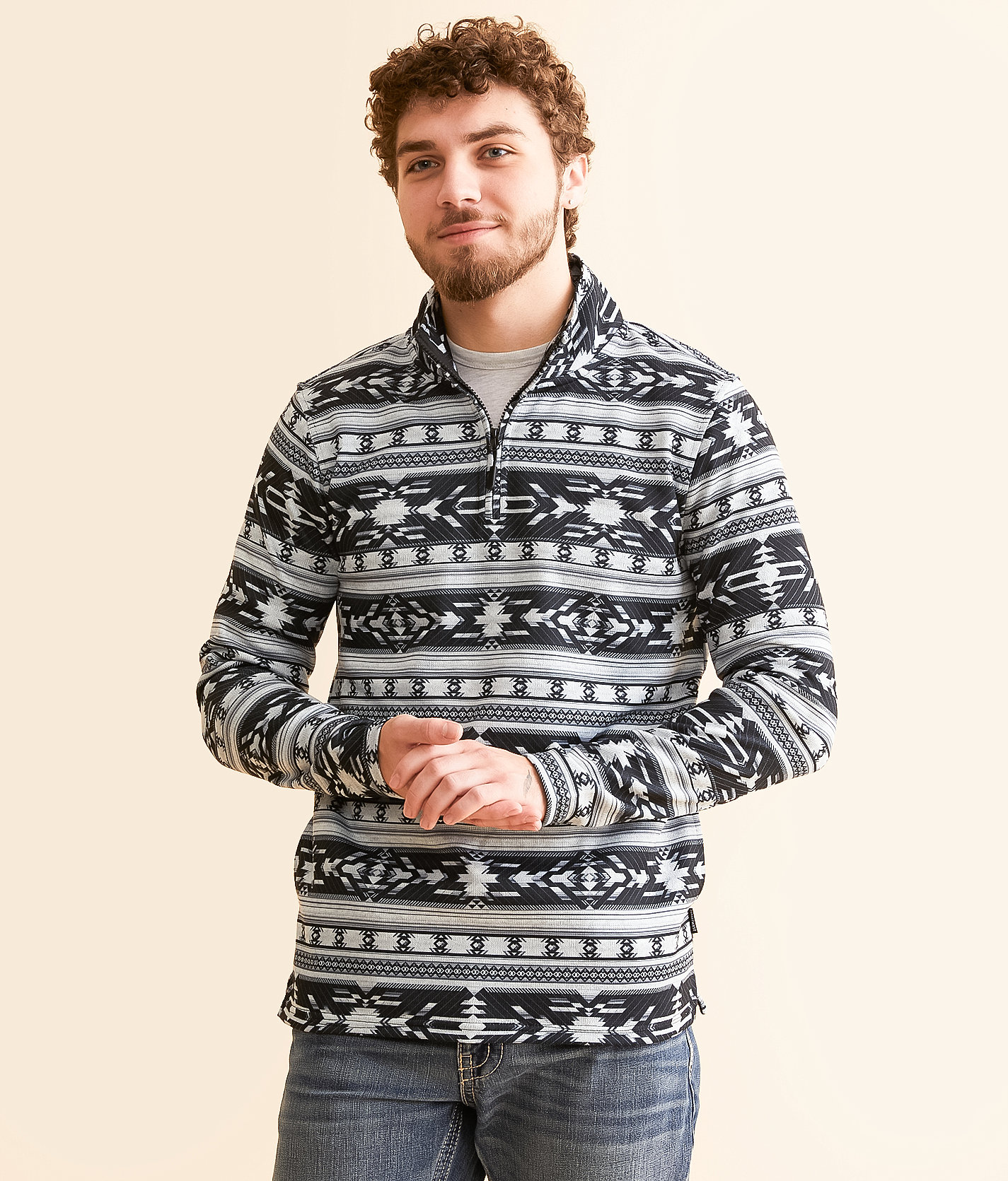 Departwest Southwestern Cozy Pullover - Men's Sweatshirts in Black