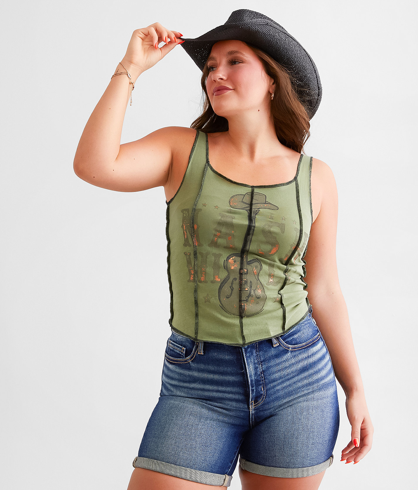 Goodie Two Sleeves Nashville Exposed Seam Tank Top - Women's Tank Tops in Loden Green