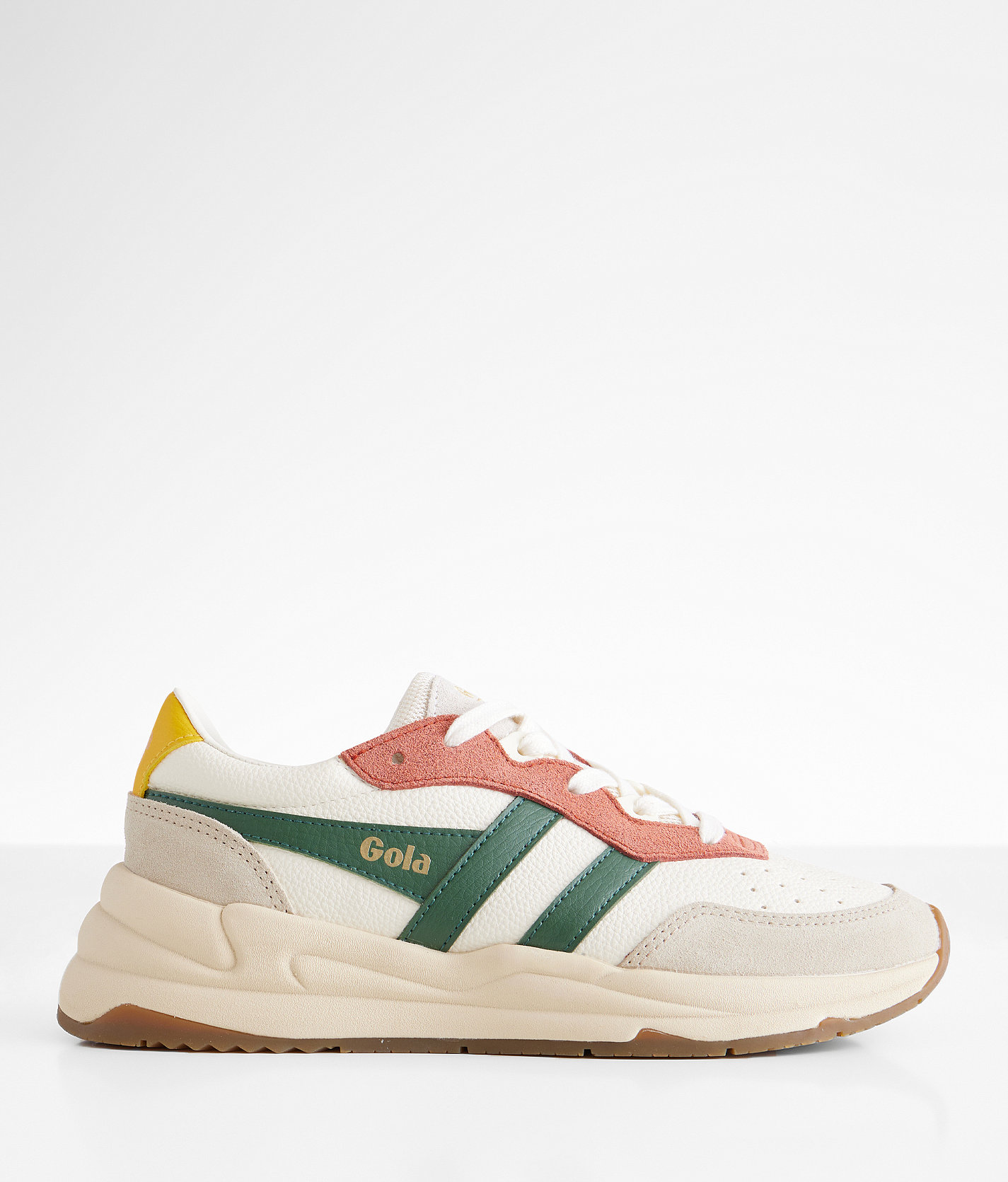 Gola® Saturn Quadrant Leather Sneaker - Women's Shoes in White Wheat Evergreen