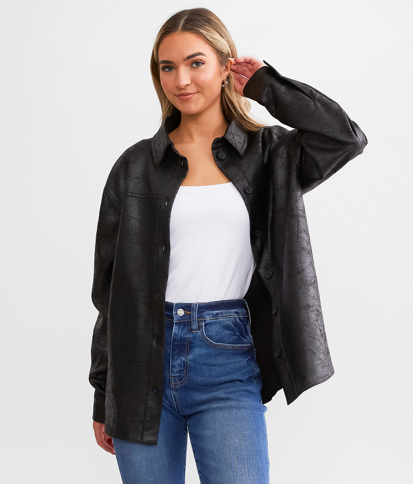 red by BKE Faux Suede Shacket - Women's Coats & Jackets in Black