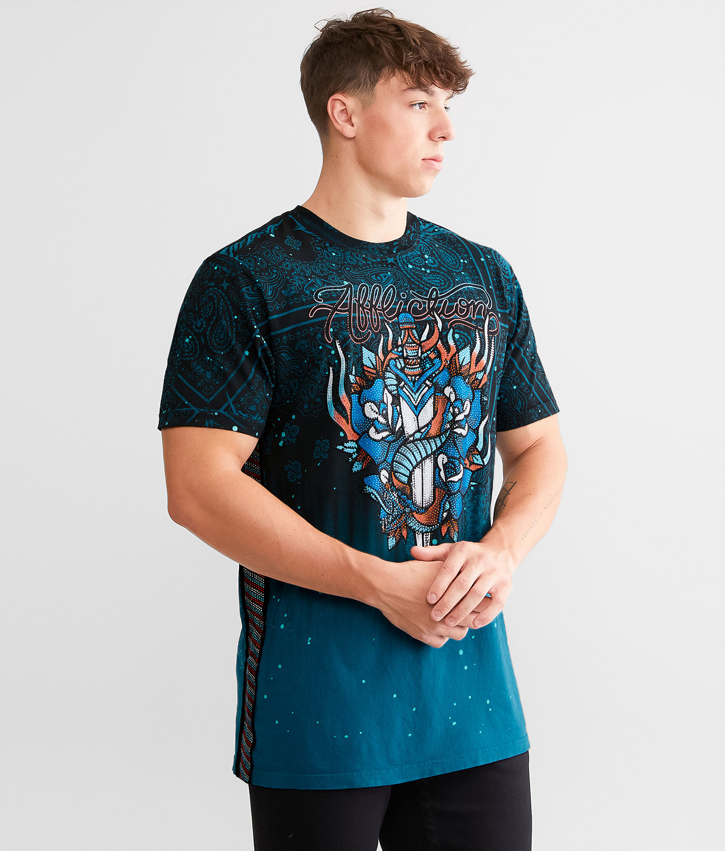 Affliction Poison Revenge T-Shirt - Men's T-Shirts in Corsair Blue Reactive