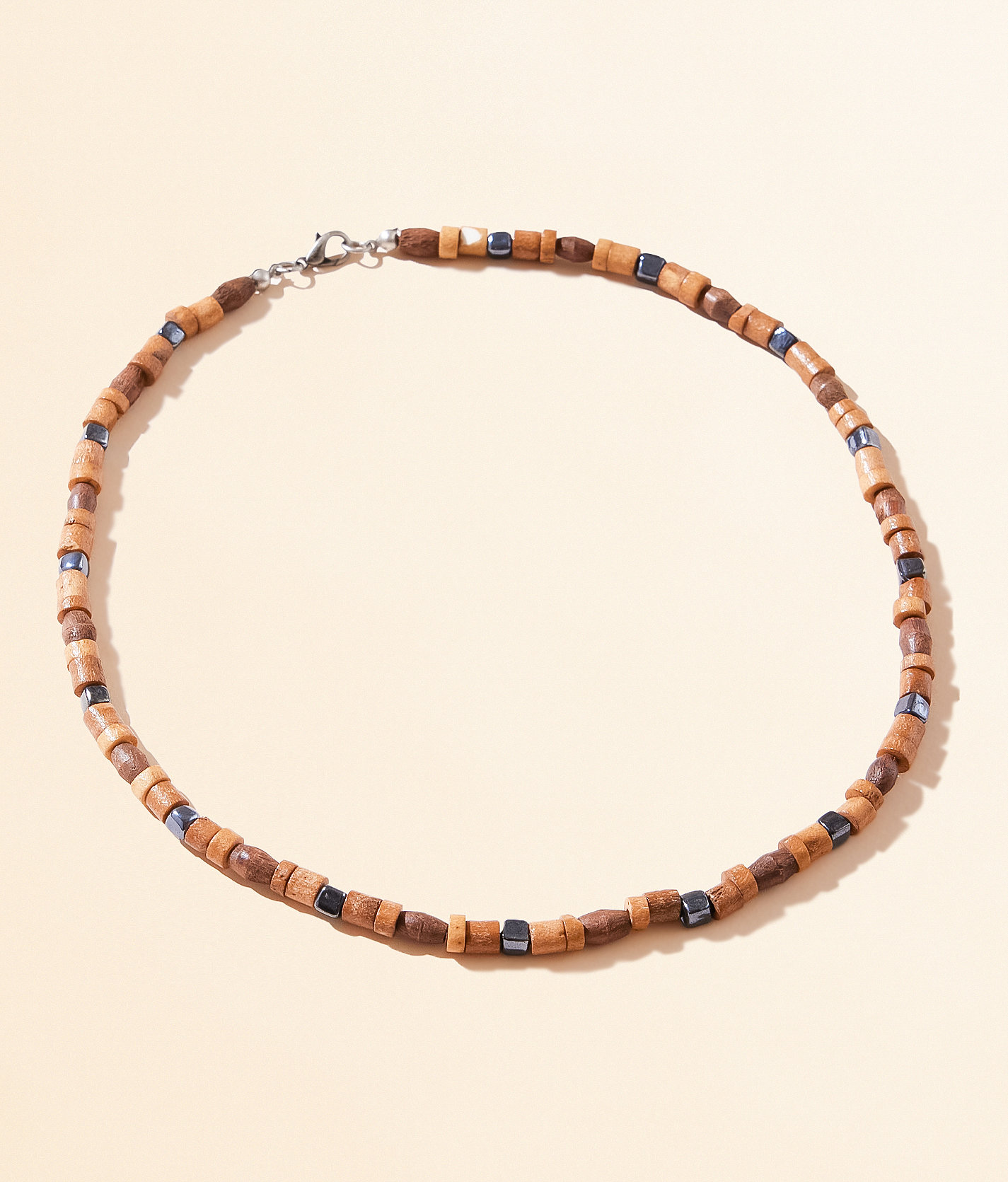 BKE Hematite & Wood 18" Necklace - Men's Jewelry in Brown