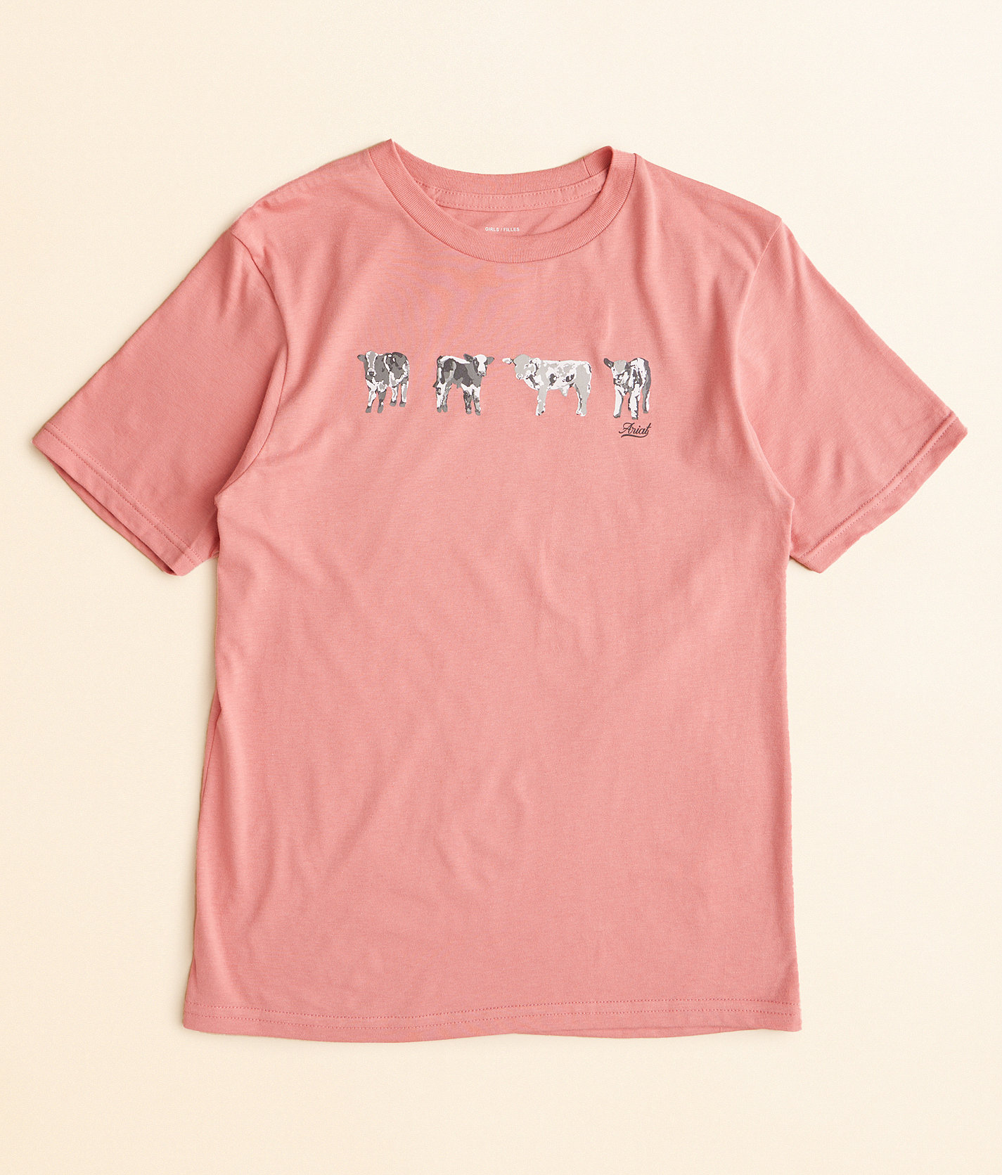 Girls - Ariat Mini Cow Squad T-Shirt - Girl's T-Shirts in Dusty Rose