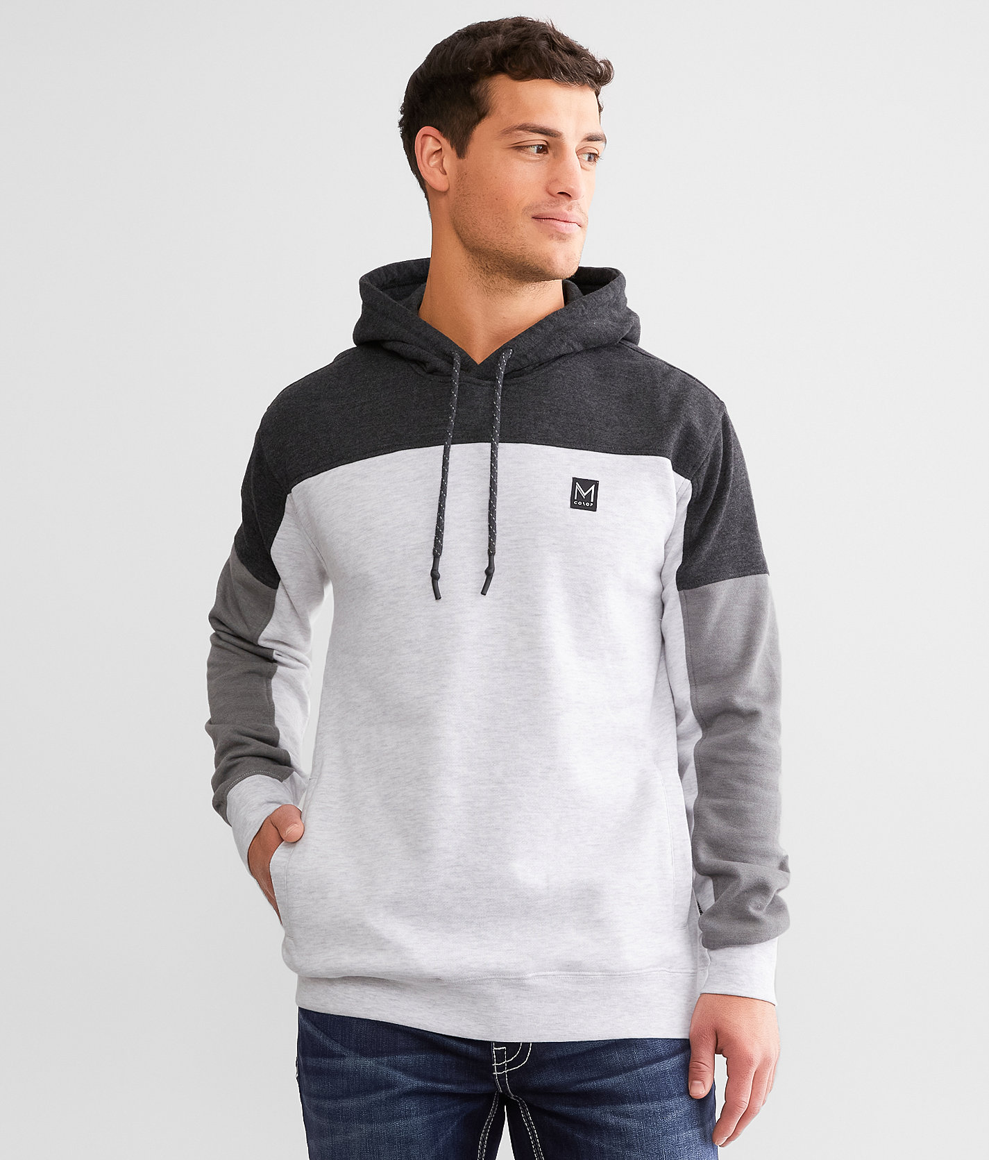 Maven Co-op Color Block Hooded Sweatshirt - Men's Sweatshirts in Black Grey
