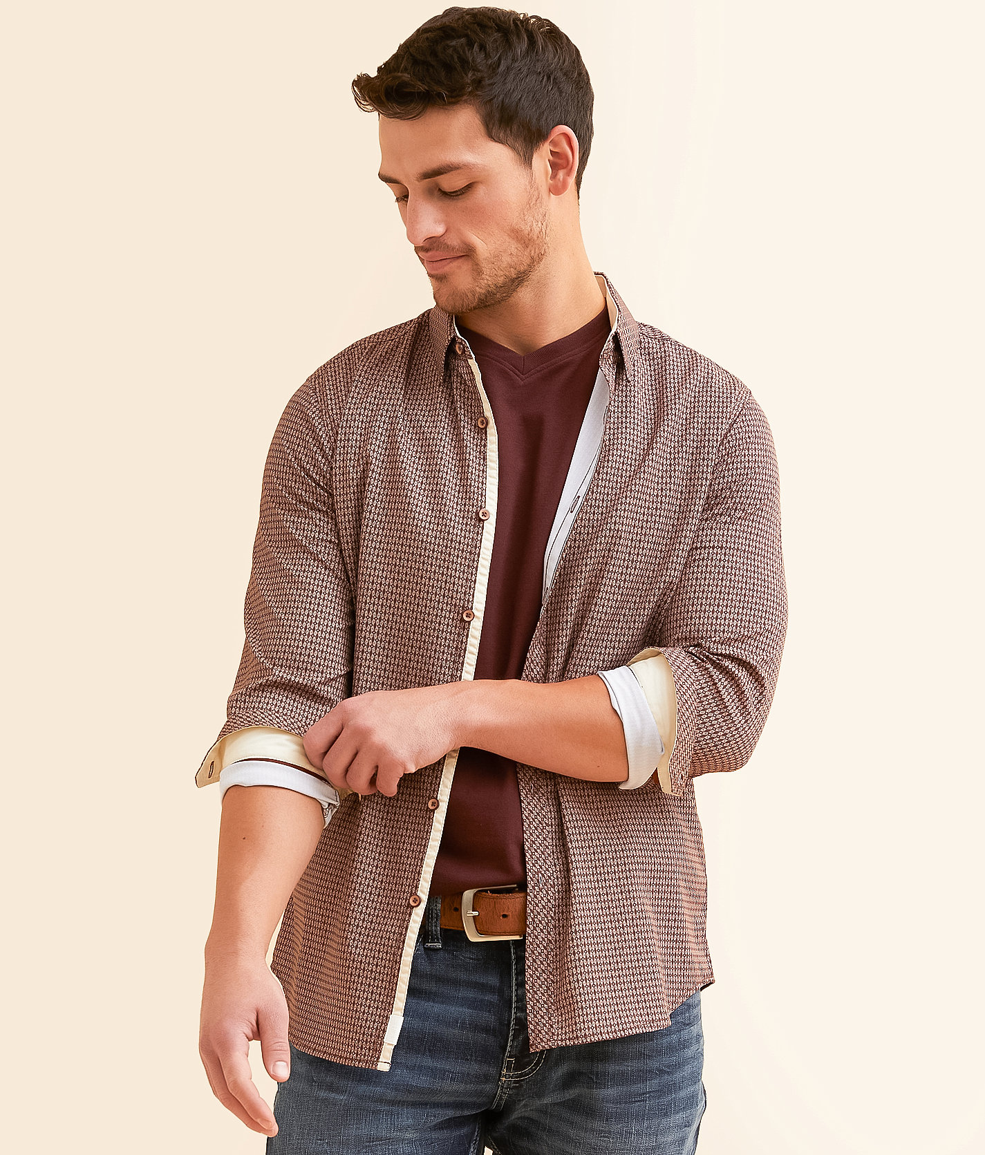 J.B. Holt Tailored Performance Stretch Shirt - Men's Shirts in Brown