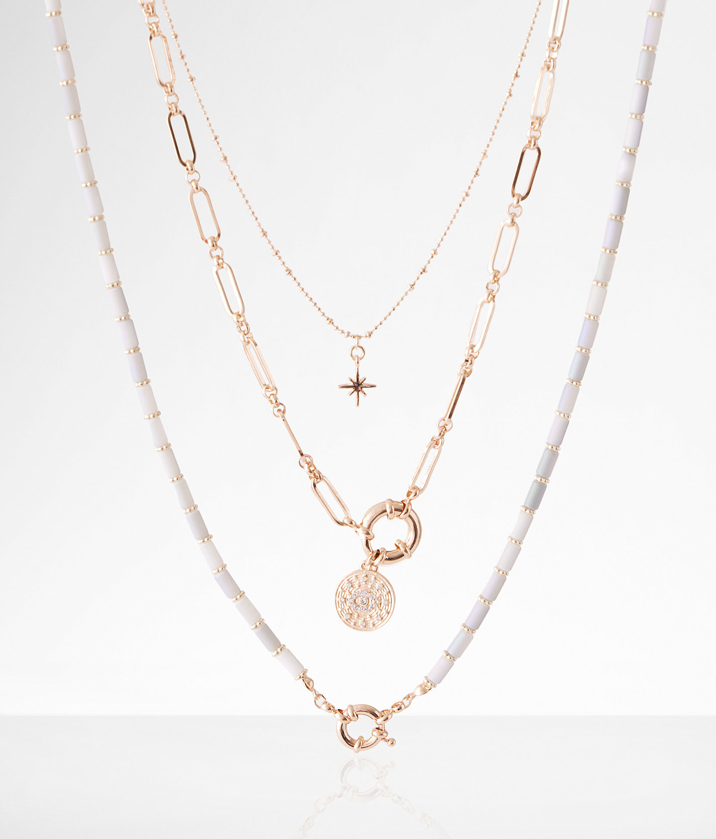 boutique by BKE 3 Pack Mixed Necklace Set - Women's Jewelry in Gold Multi