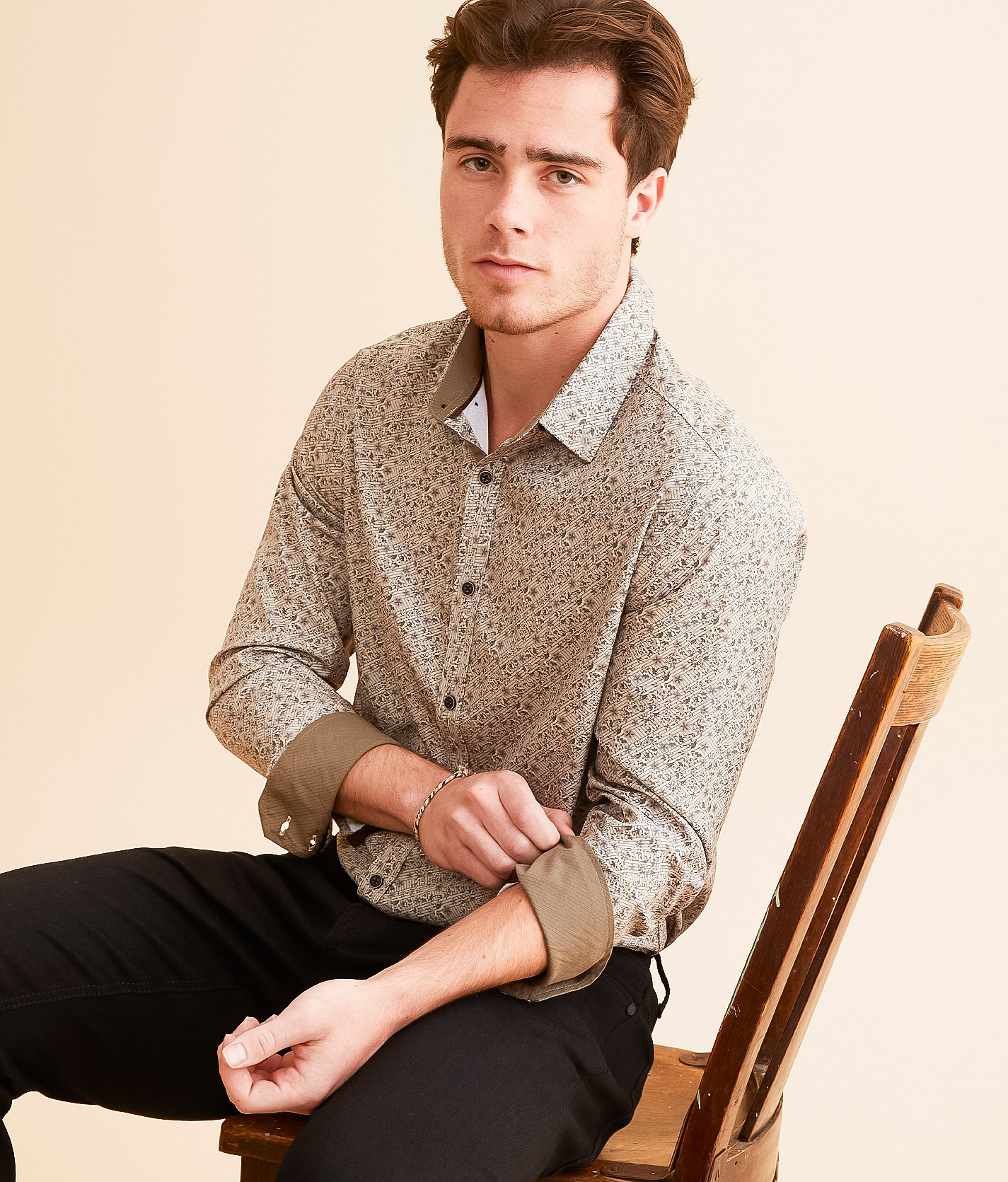 J.B. Holt Floral Standard Performance Stretch Shirt - Men's Shirts in Khaki