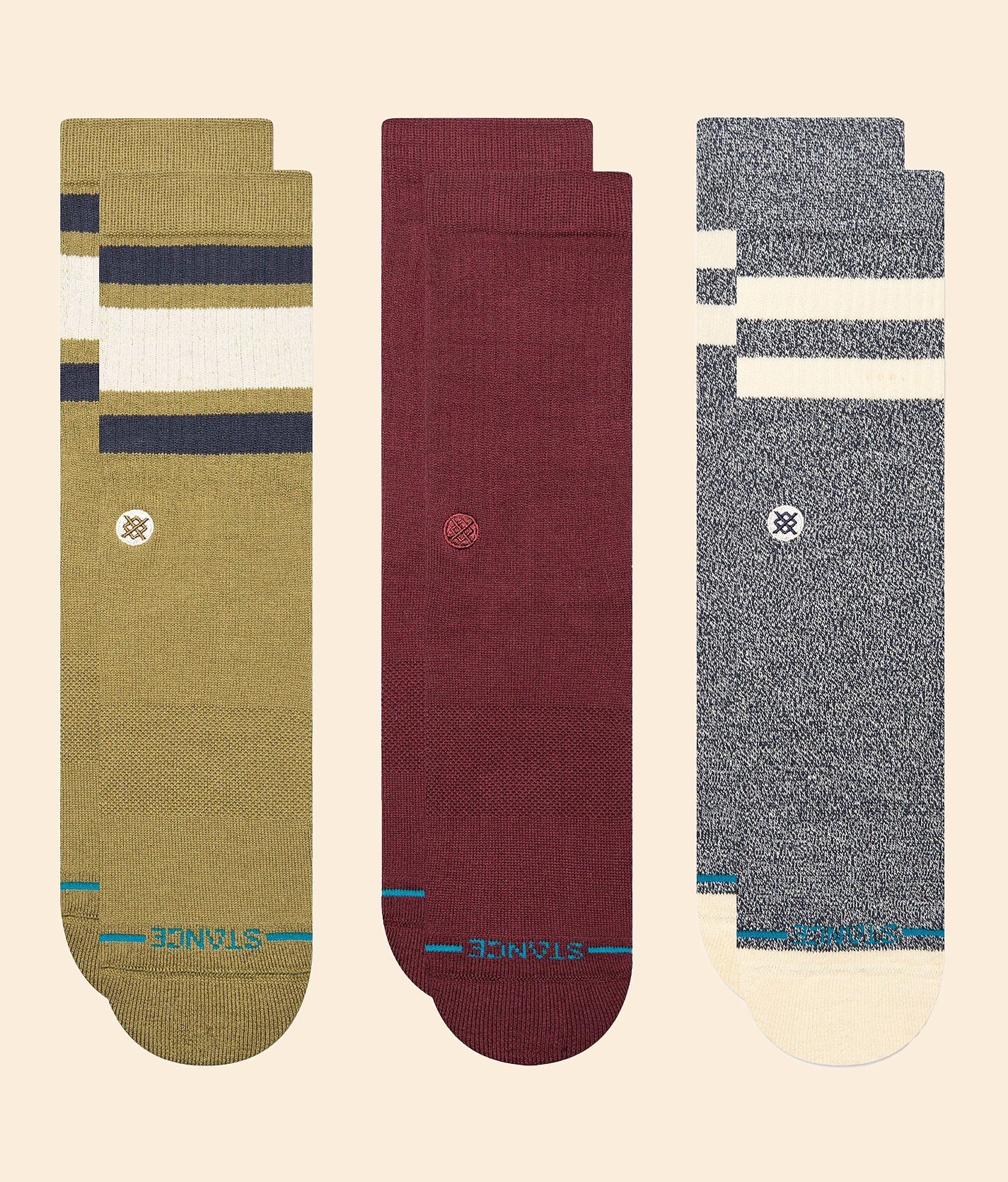 Stance 3 Pack Icon Mixed Socks - Men's Socks in Chive