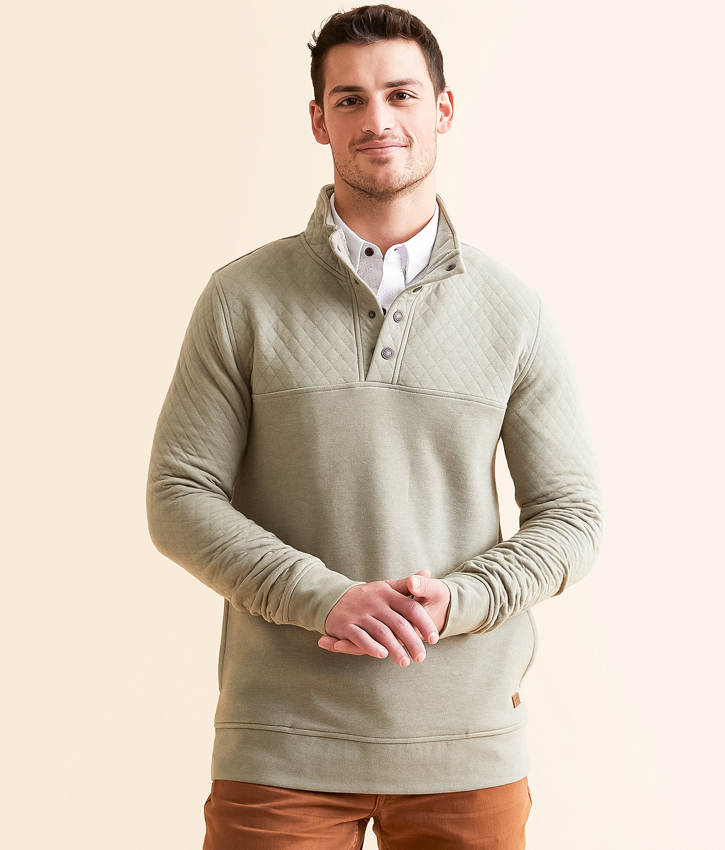 Outpost Makers Mundaka Quilted Pullover - Men's Sweatshirts in Vetiver