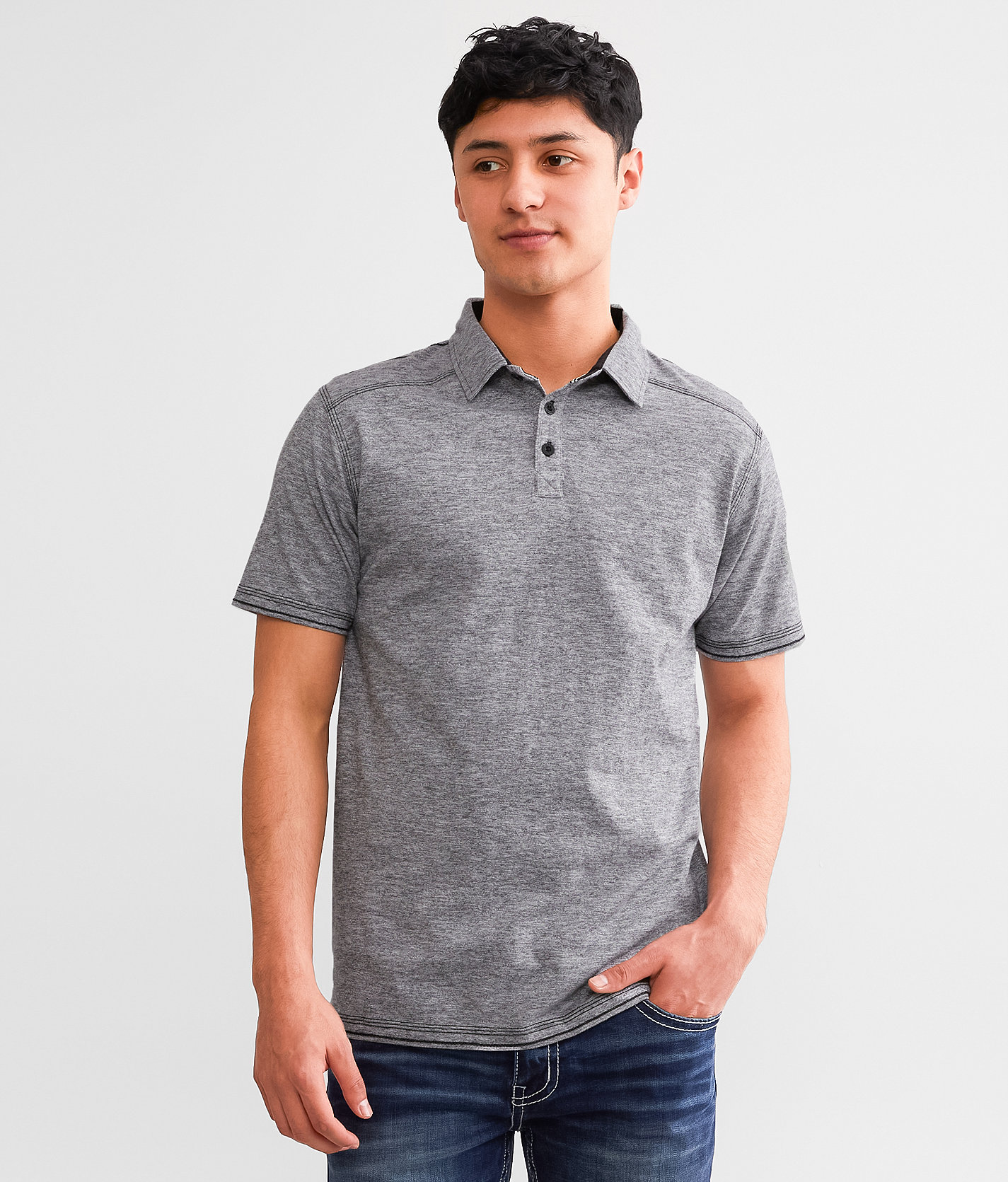 BKE Slub Knit Polo - Men's Polos in White Black