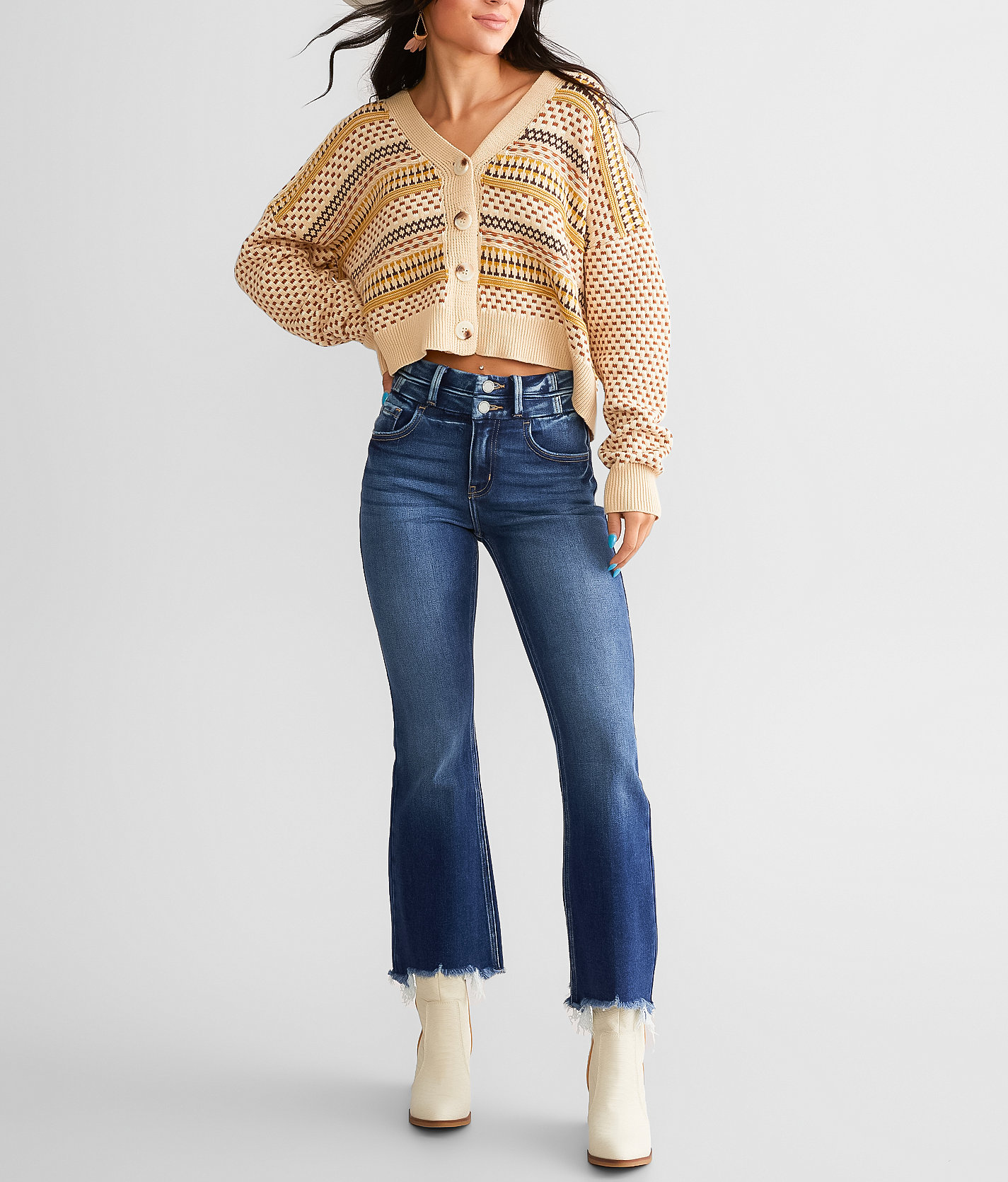 KanCan Signature High Rise Cropped Flare Stretch Jean - Women's Jeans in Rebecca