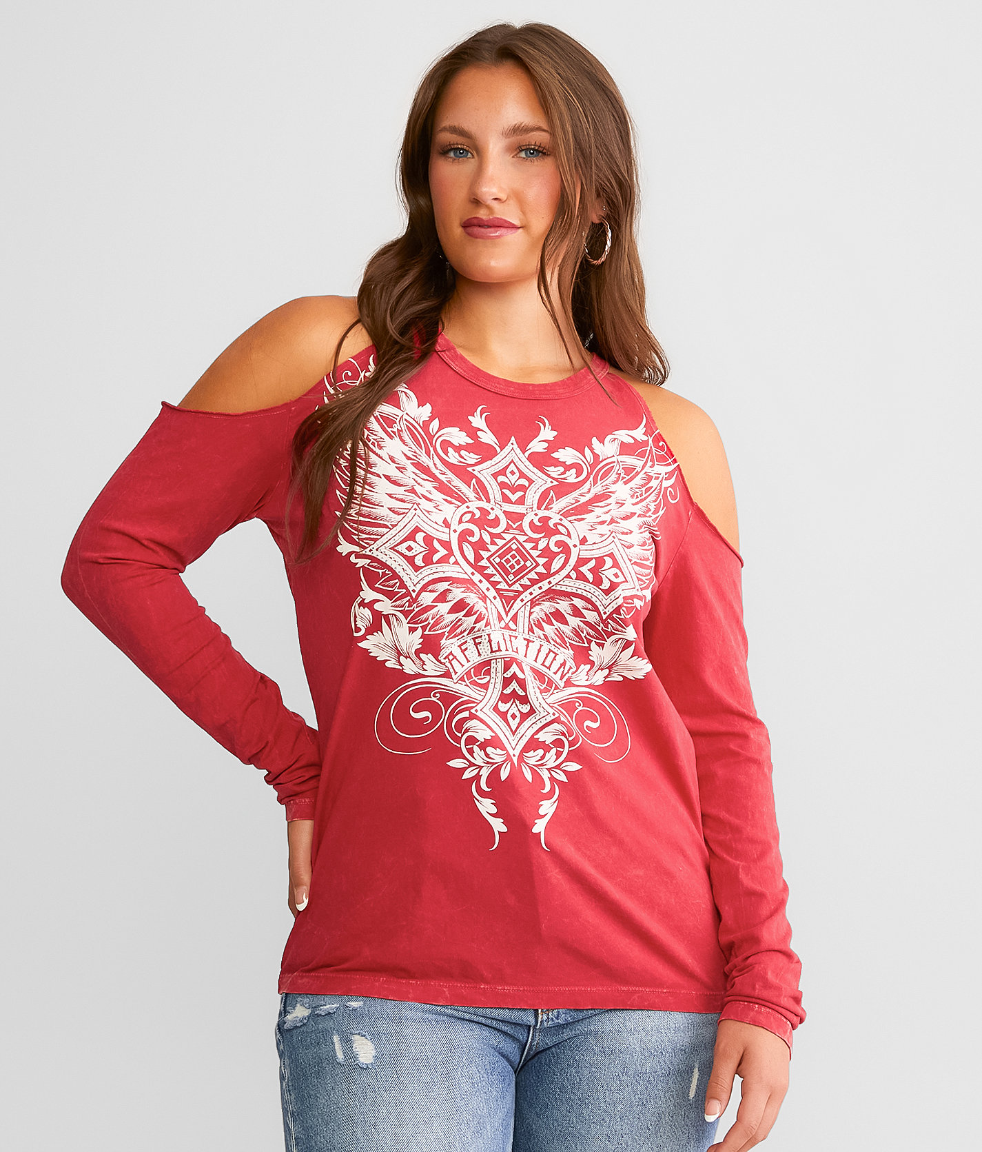 Affliction Majestic Cross T-Shirt - Women's T-Shirts in Tango Red Lava Wash