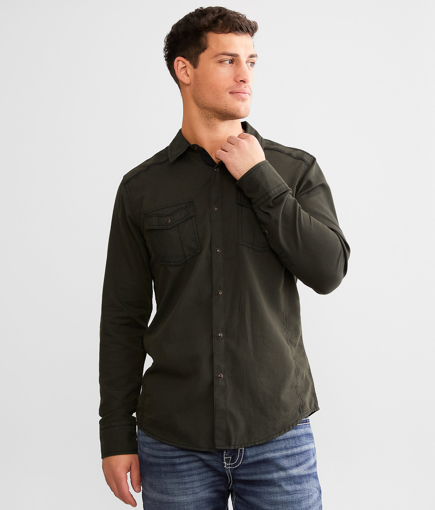 BKE Solid Standard Shirt - Men's Shirts in Dark Olive