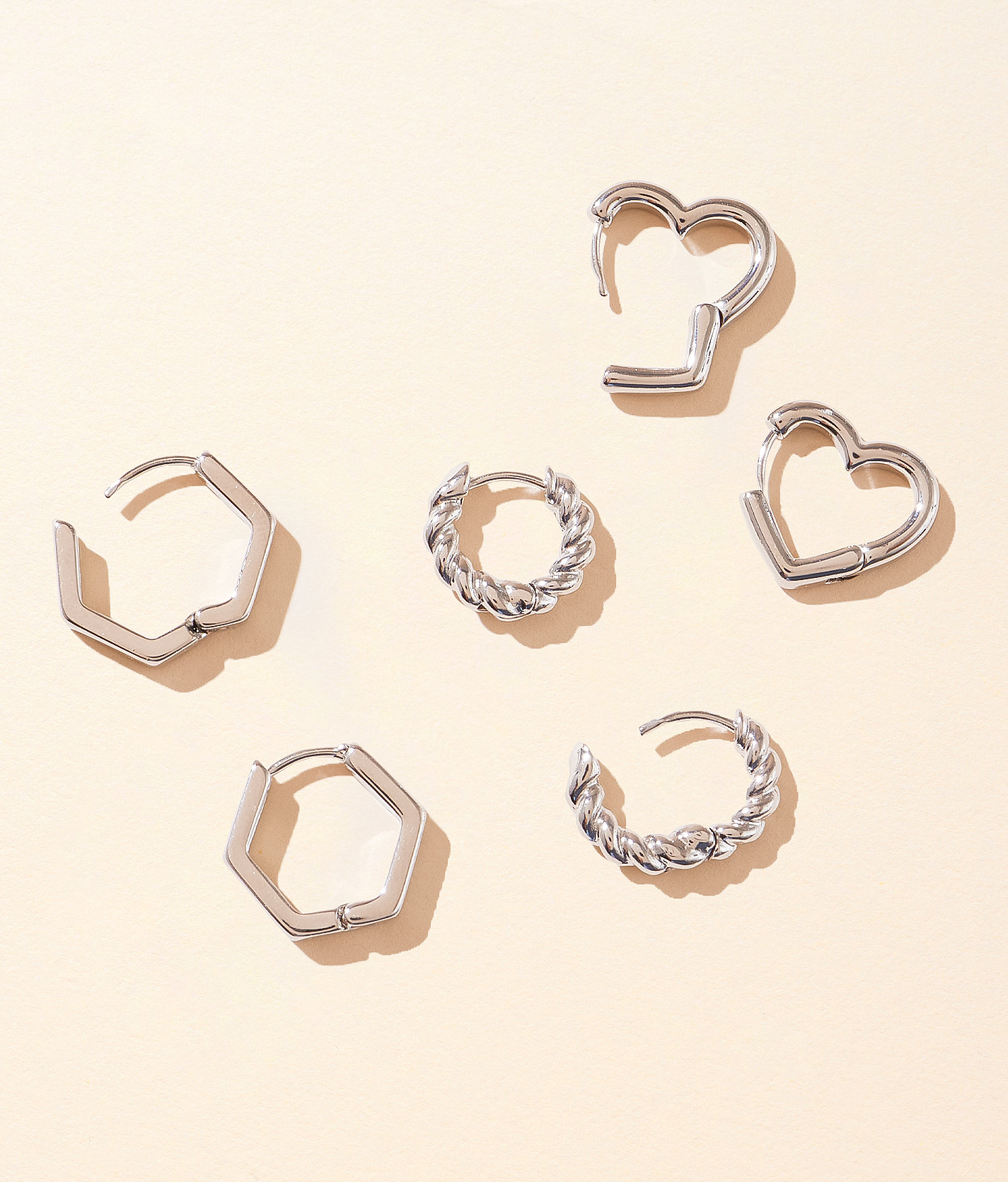 boutique by BKE Mixed Hoop Earring Set - Women's Jewelry in Silver